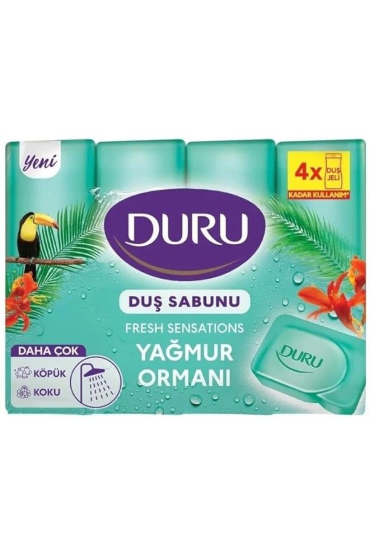 ShopZum Duru Fresh Sensations Extra Yağmur Ormanı Sabun, 150 Gramx4