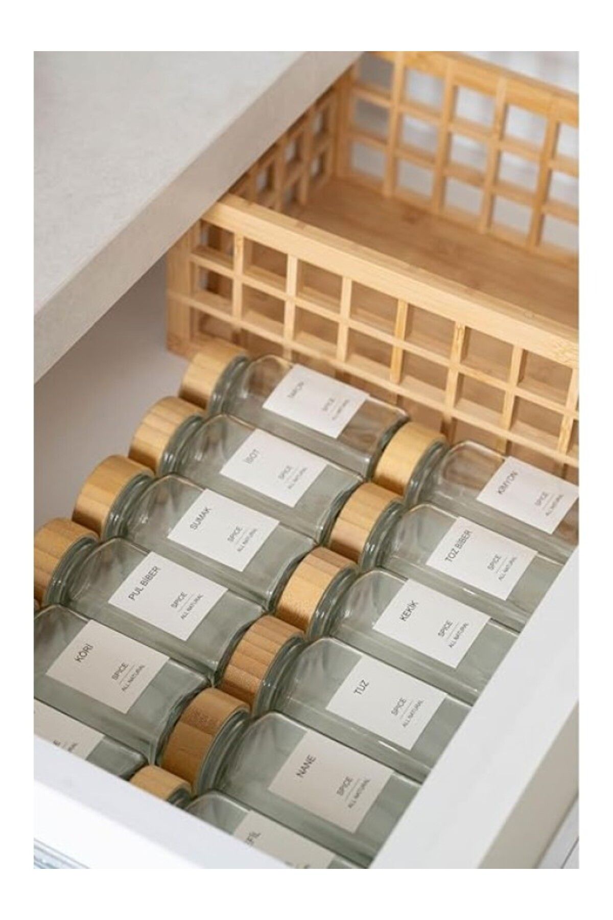ShopZum Meturas Hava Ve Nem Korumalı Bambu Kapaklı Cam Baharatlık Seti 12&apos;li (120 ML)