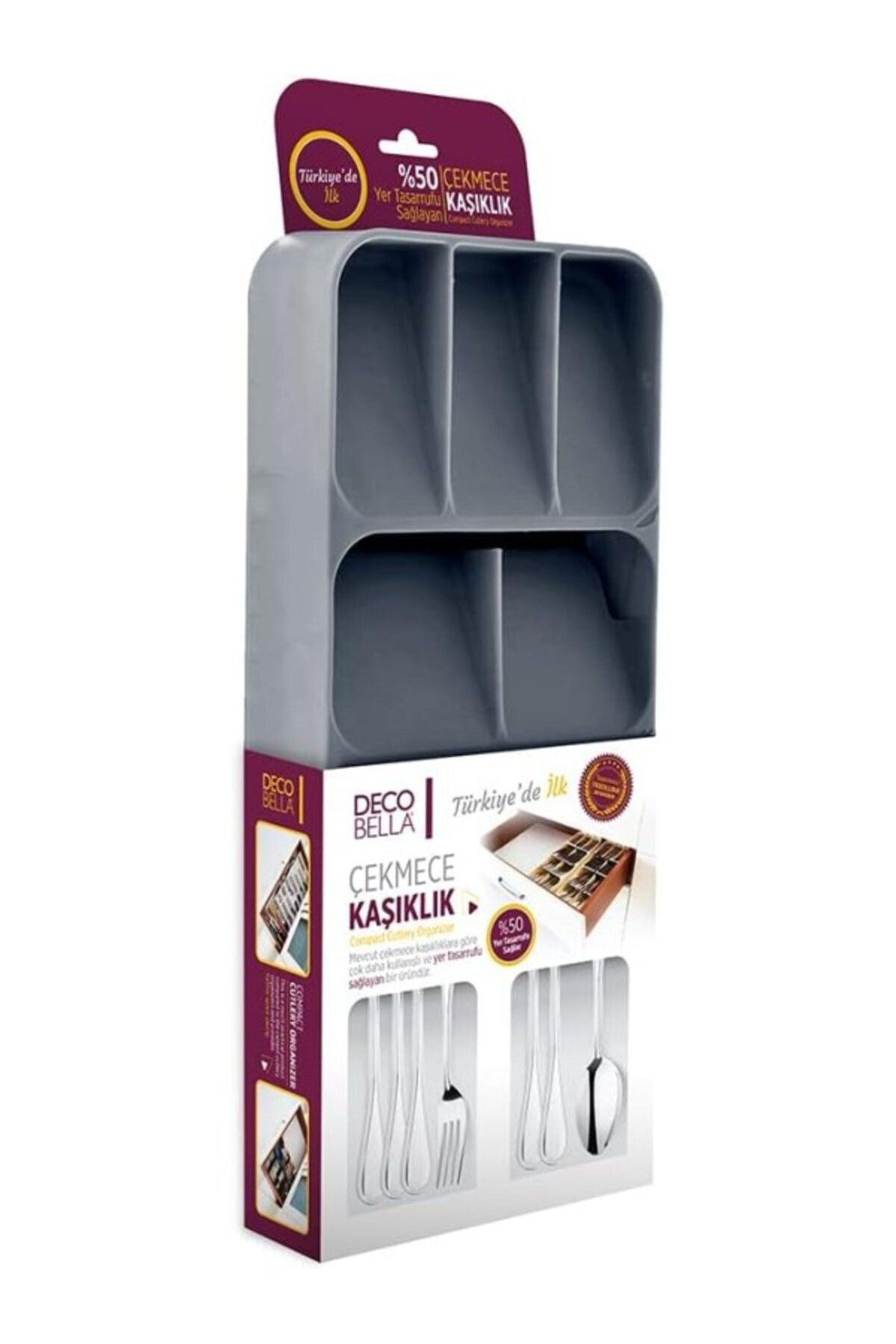 ShopZum Regron 9 Bölmeli Çekmece Kaşık,Çatal Düzenleyici, Kaşıklık Decobella