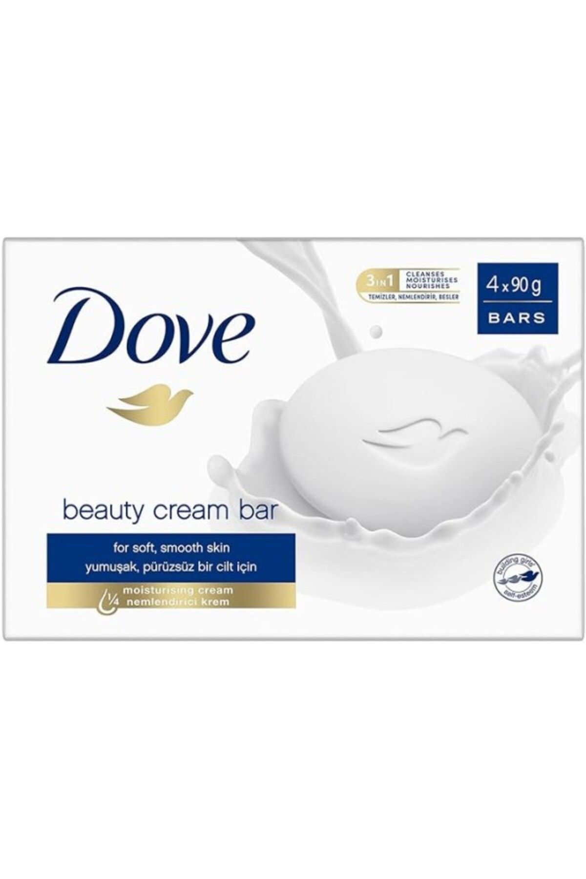 ShopZum Dove Beauty Cream Bar Katı Güzellik Sabunu Original Nemlendirici Etkili, 4X90 G
