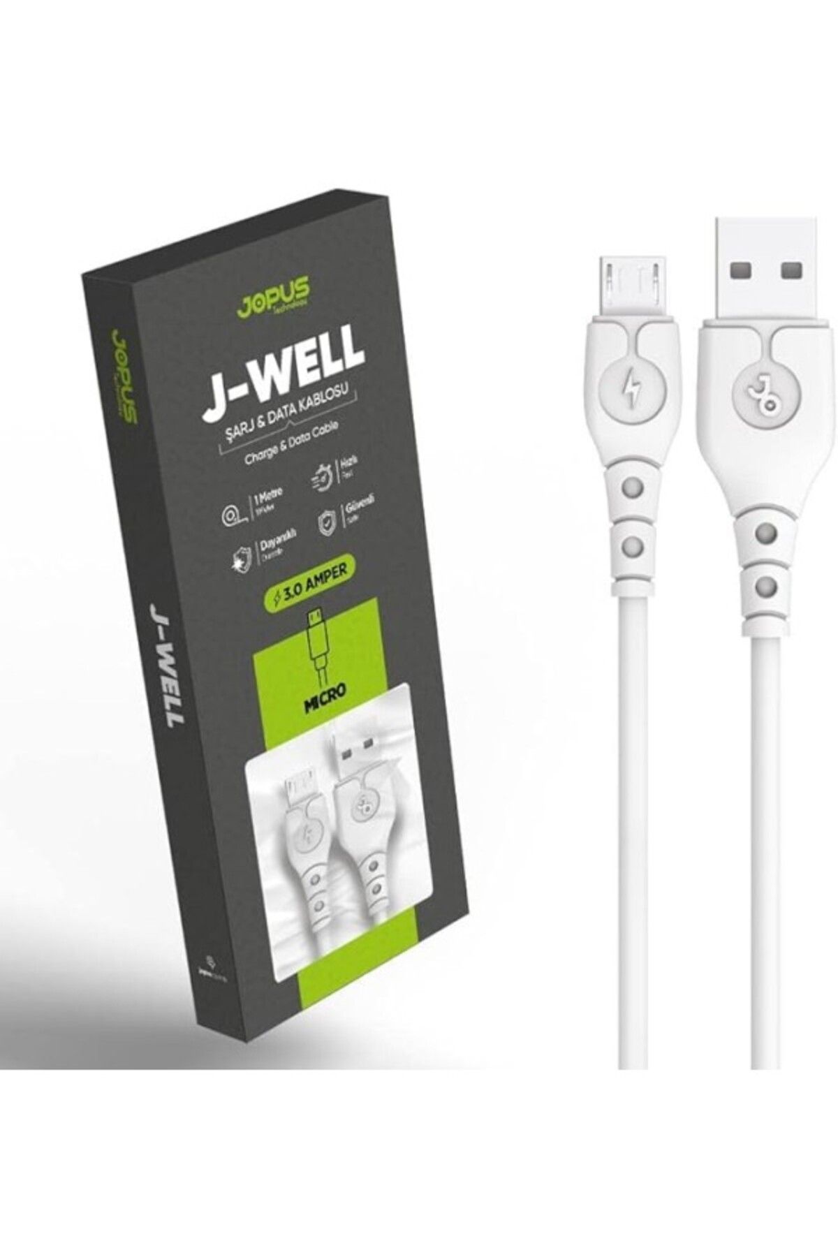 ShopZum Jopus Universal Micro Data Kablosu Jo-Dk9 J-Well, Beyaz, 1Mt