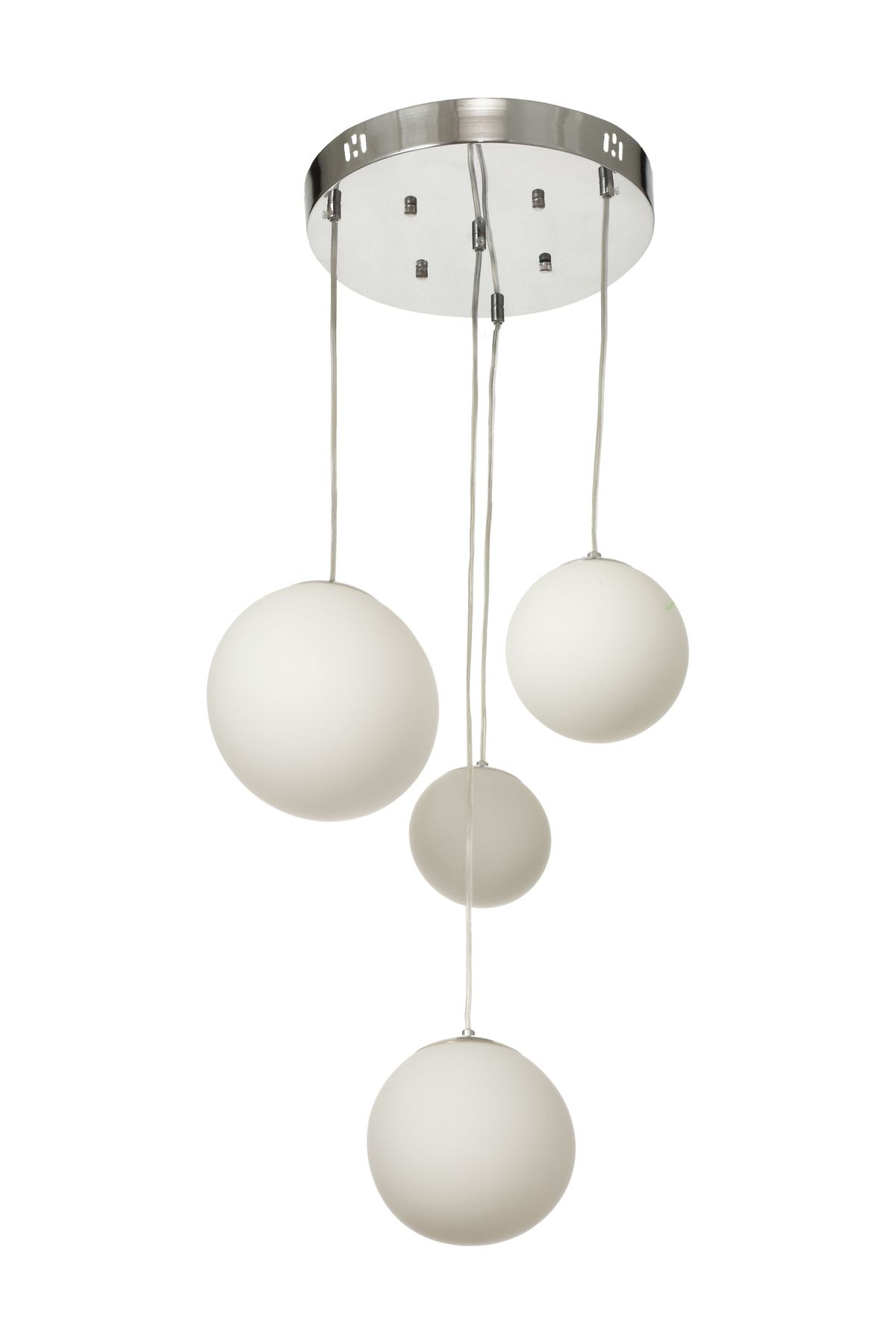 Avizemoda Pigaro 4 lü Beyaz Renk Camlı Salon Oturma Odası Modern Sarkıt Avize - (Krom Kaplama)