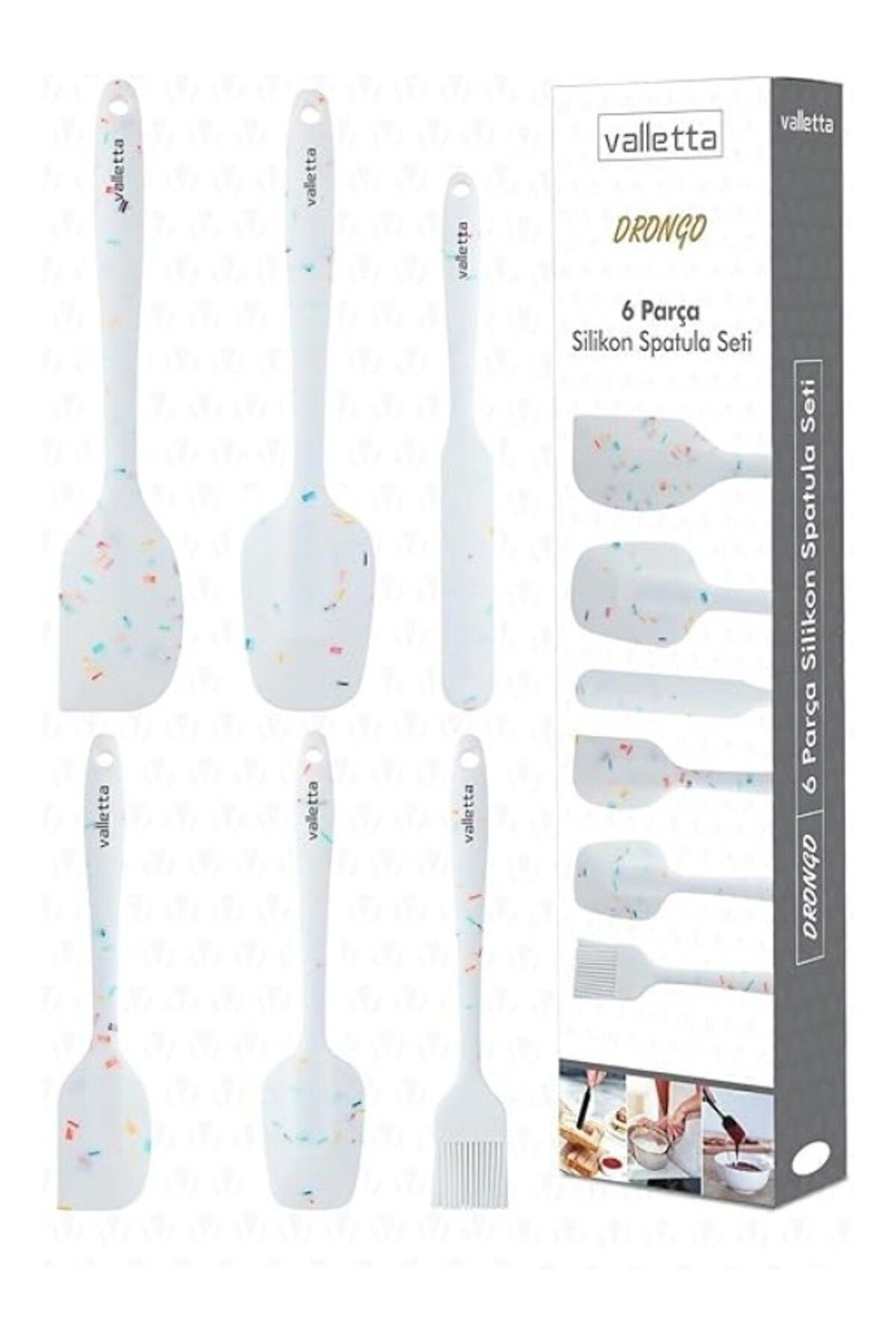 ShopZum Valletta Drongo 6&amp;apos;li Spatula Set Beyaz Renkli Noktali