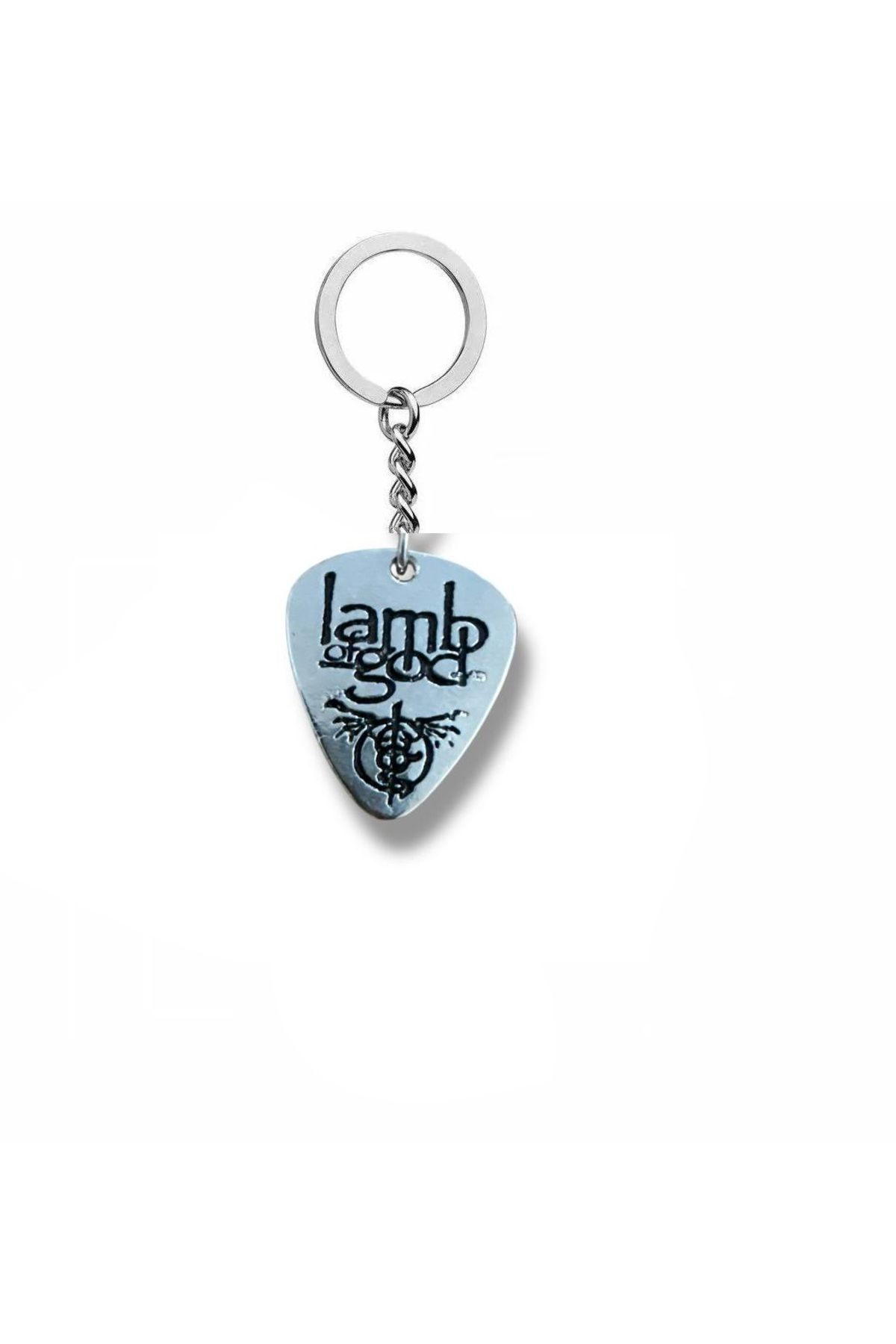 Herşey Nota Lamb of God Rock Grubu Pena Şeklinde Çift Taraflı Rock İşaretli Metal Anahtarlık