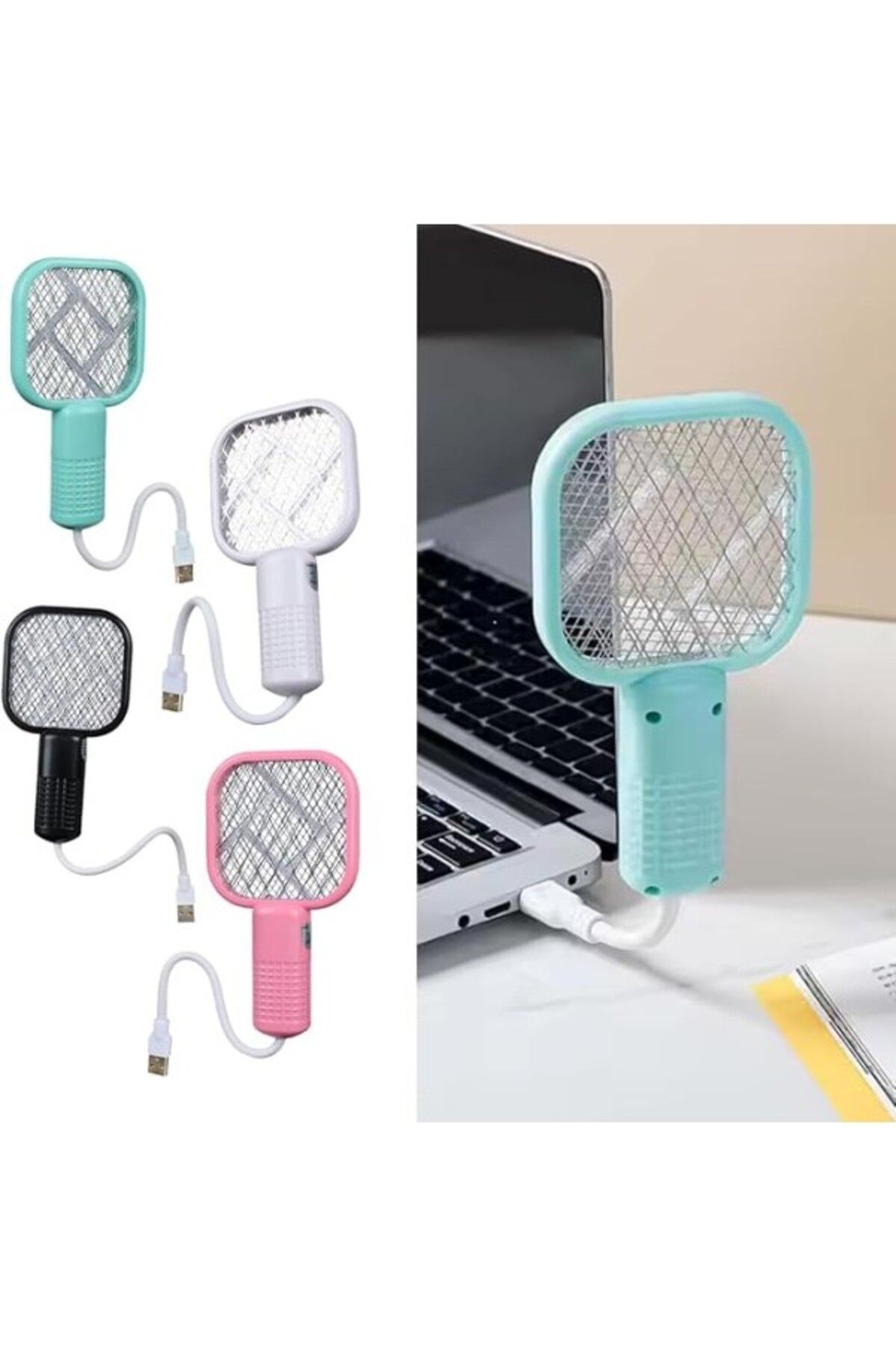 ShopZum Güncelçarşı 1 Adet Usb Sinek Öldürücü Mini Raket Uv Mor Işıklı Elektrikli Sivrisinek Öldürücü