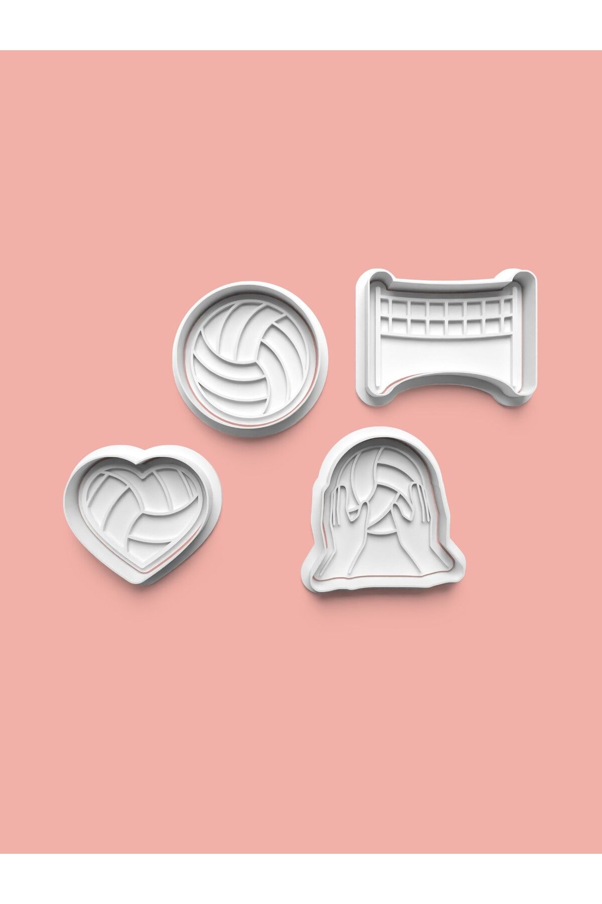 AKTASTORE Voleybol Kurabiye Kalıbı Ve Şeker Hamuru Kalıbı 4'lü set