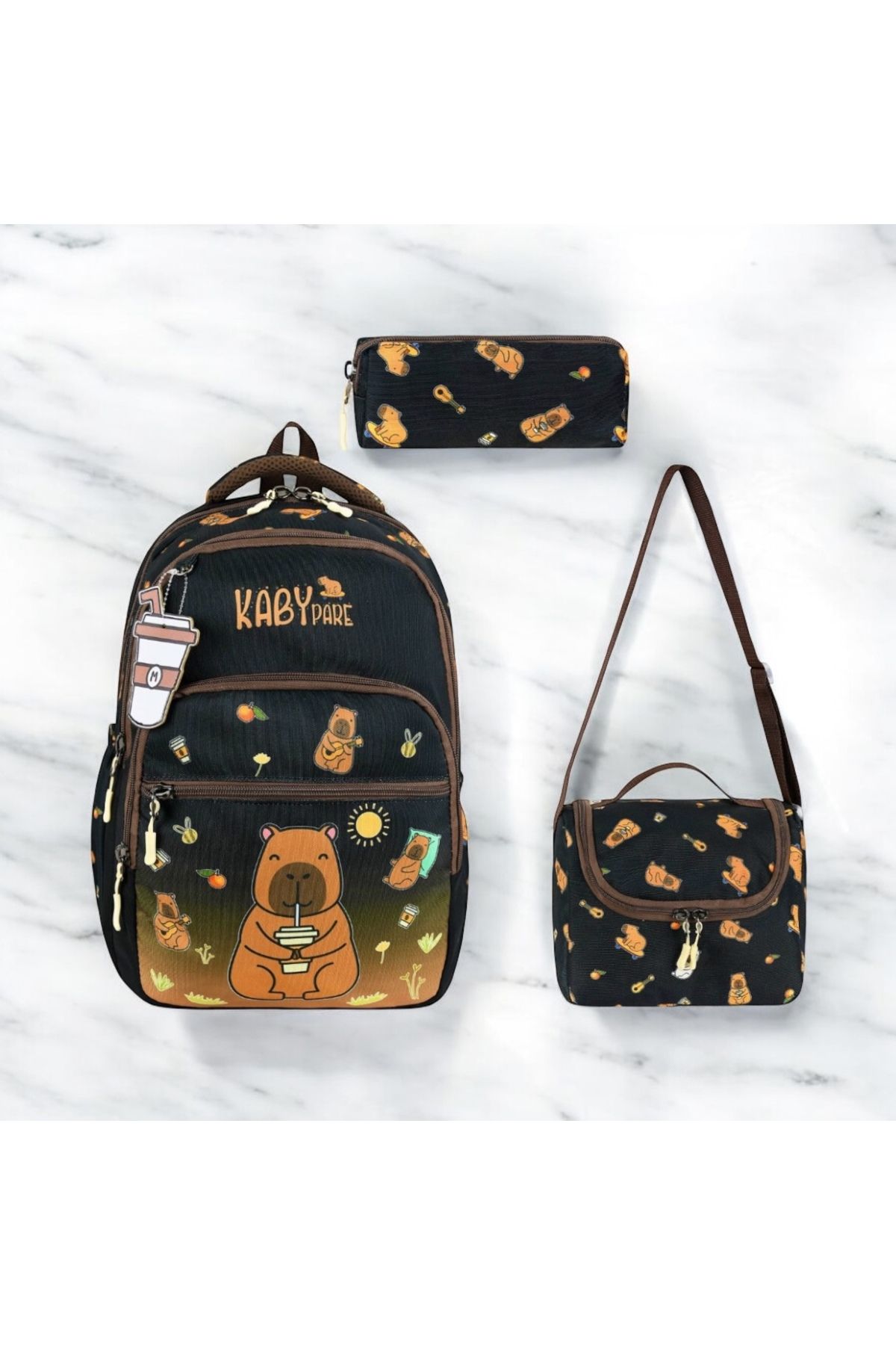 JOJO KIDS çocuk kabyy ilkokul sırt çantası , su geçirmez , 3 lü set , termal beslenmeli