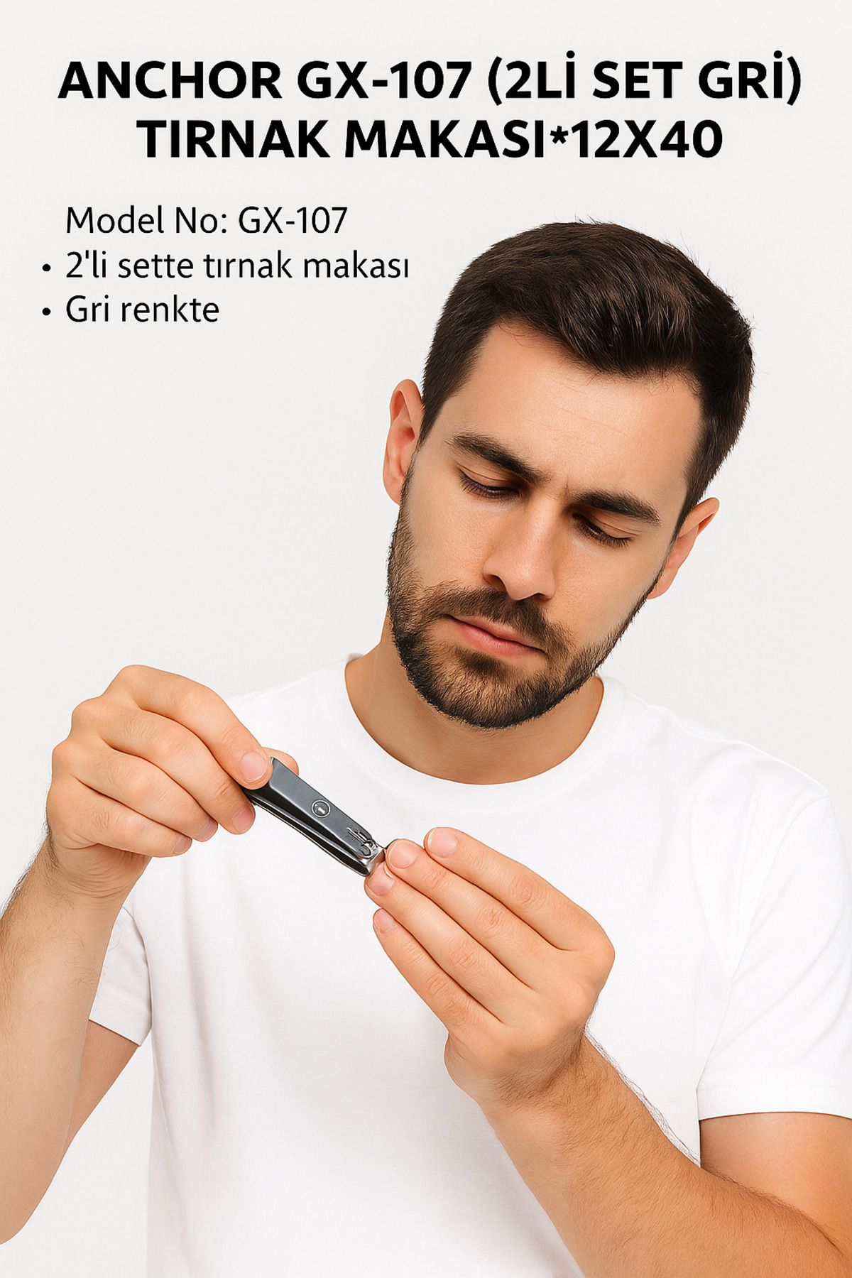 EVİMOL ANCHOR GX-107 (2'li Set Gri) Tırnak Makası Seti – 12x40