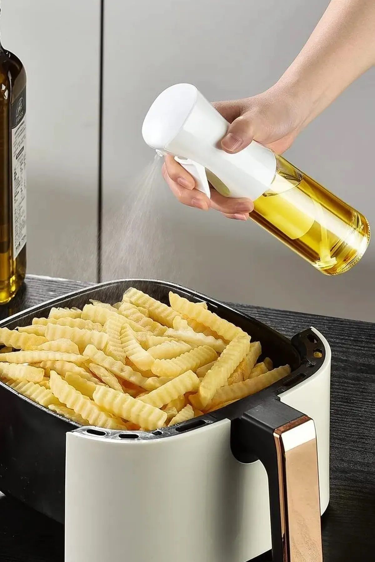 Assess Home Lüks Cam Sprey Yağdanlık Airfryer,fırın Püskürtücü Yağlık Fısfıs Püskürtmeli Siyah Ve Beyaz Renk