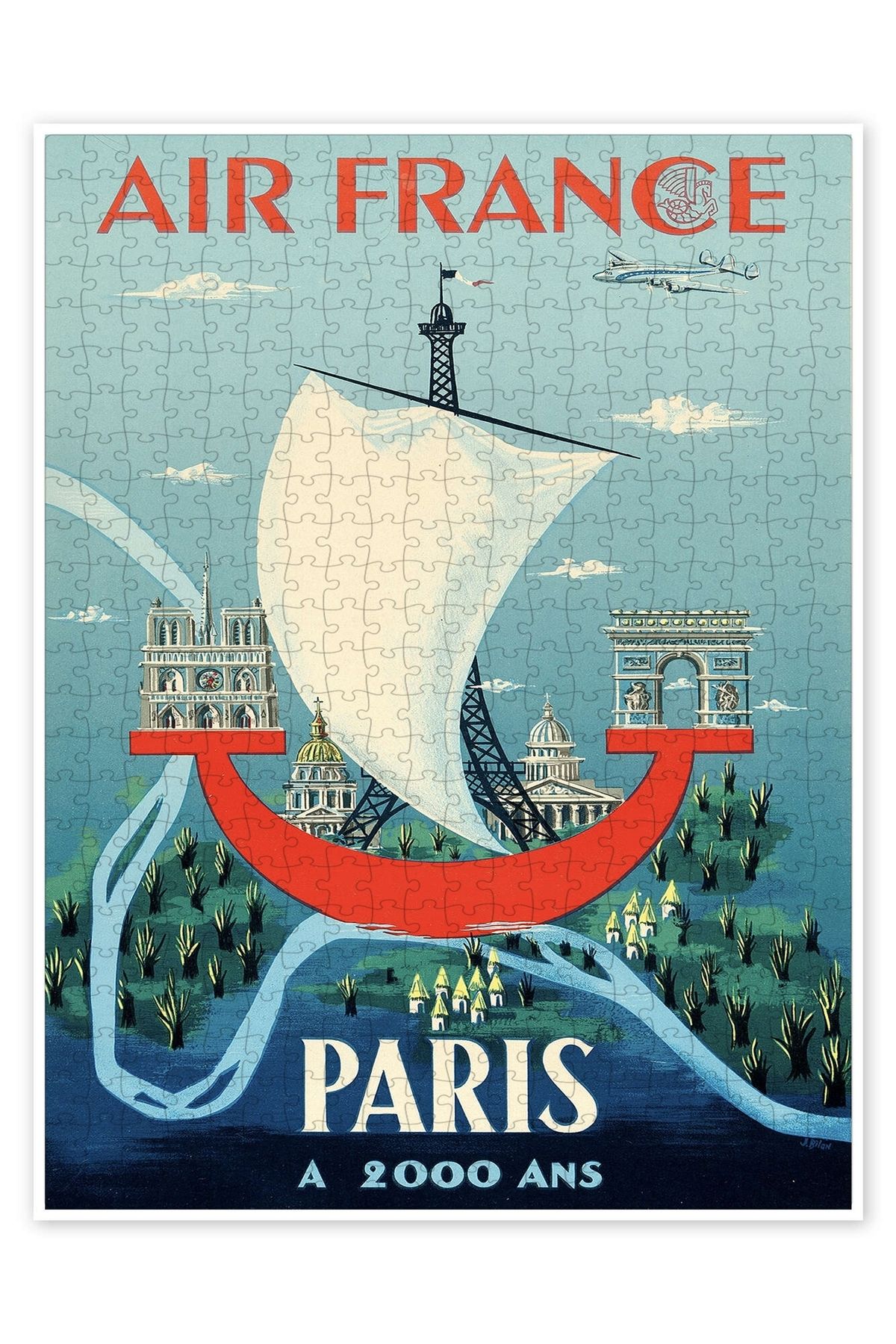 Jeronkarji Paris'in 2000 yılı, Air France 500 Parça Puzzle Yapboz Şehir Manzara Temalı Hobilik