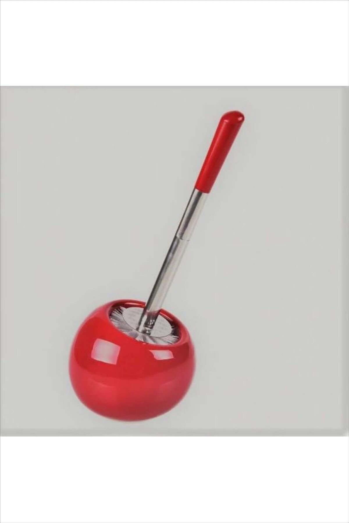 yenibagshop Kitchen Porselen Hazneli Klozet Fırçası - Kırmızı
