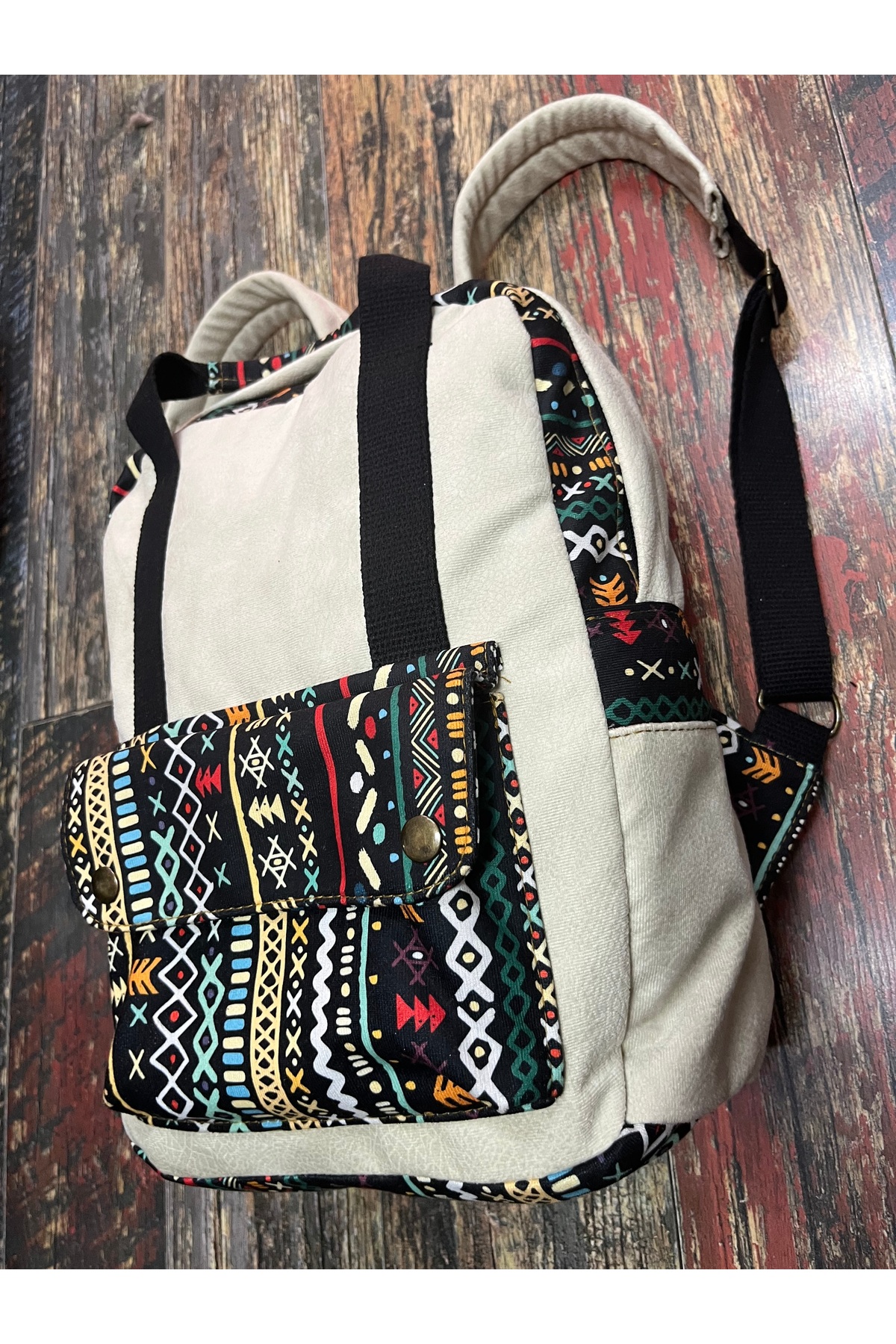 street&bagdnz Etnik Otantik Su Geçirmez Laptop Bölmeli Taşıma Kollu Sırt Çantası fotoğrafı 3 (önizleme)