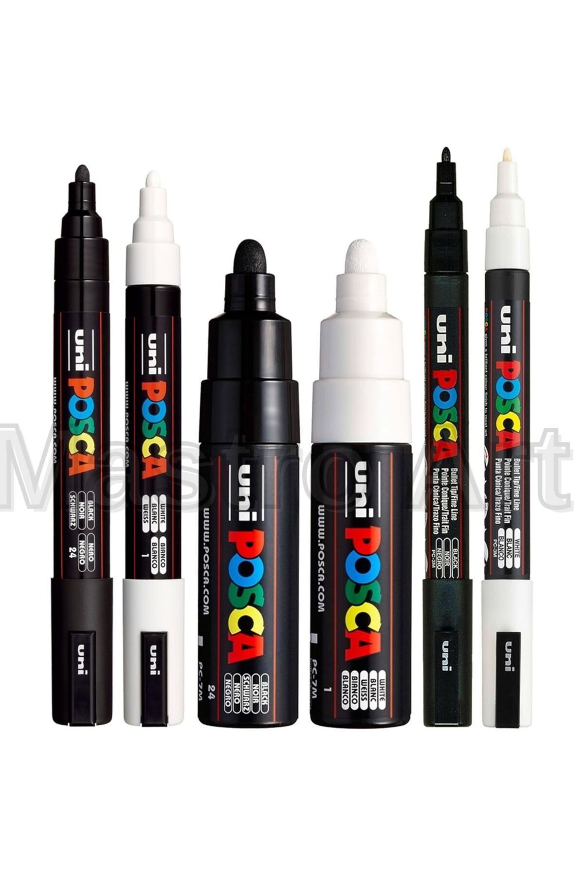 Mastro Art Posca Marker Akrilik Kalem Siyah Ve Beyaz Detay Seti