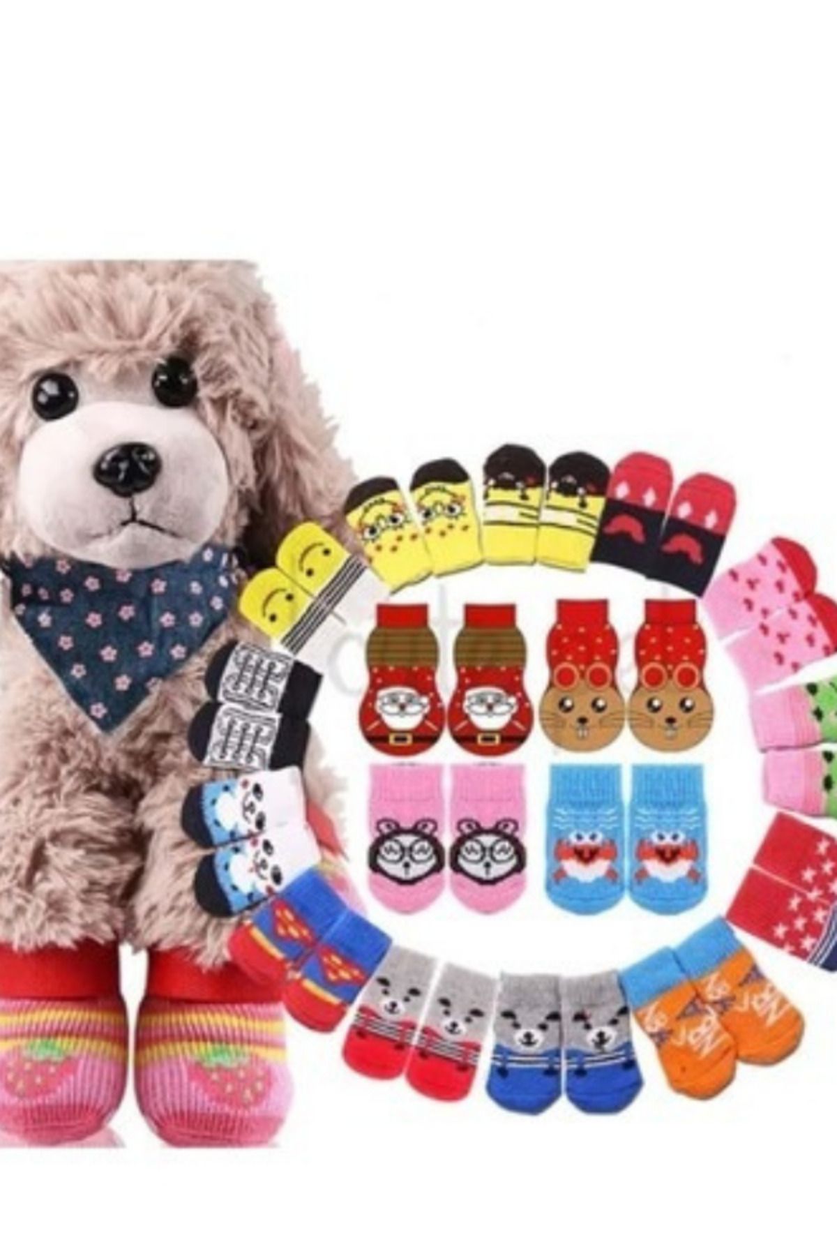 modacepte Evcil Hayvan Kaydırmaz Nefes Alabilen Örme Kedi Köpek Çorabı - Anti Alerjik Likralı Çorap