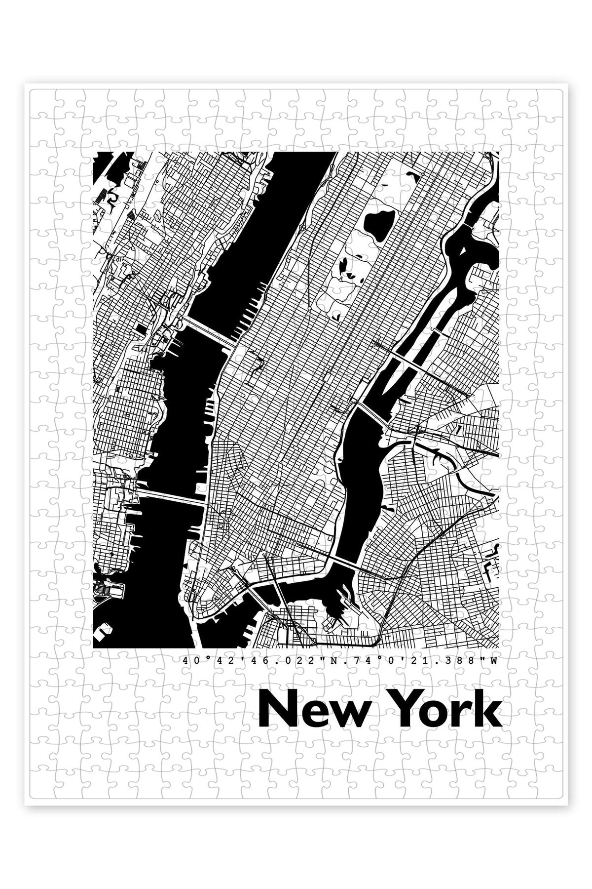 Jeronkarji New York Şehir Haritası 500 Parça Puzzle Yapboz Şehir Manzara Temalı Hobilik