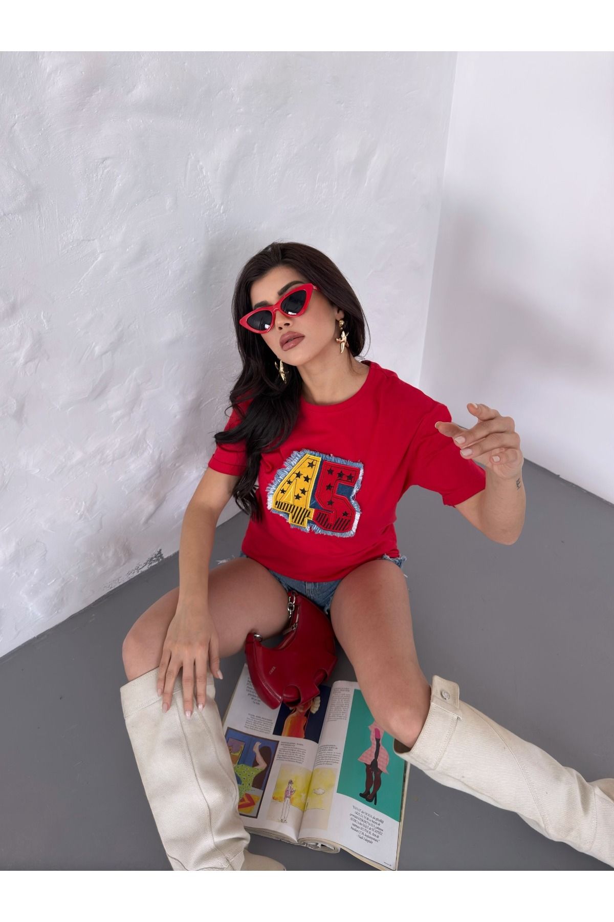moda paketi Kadın Tshirt Nakışlı