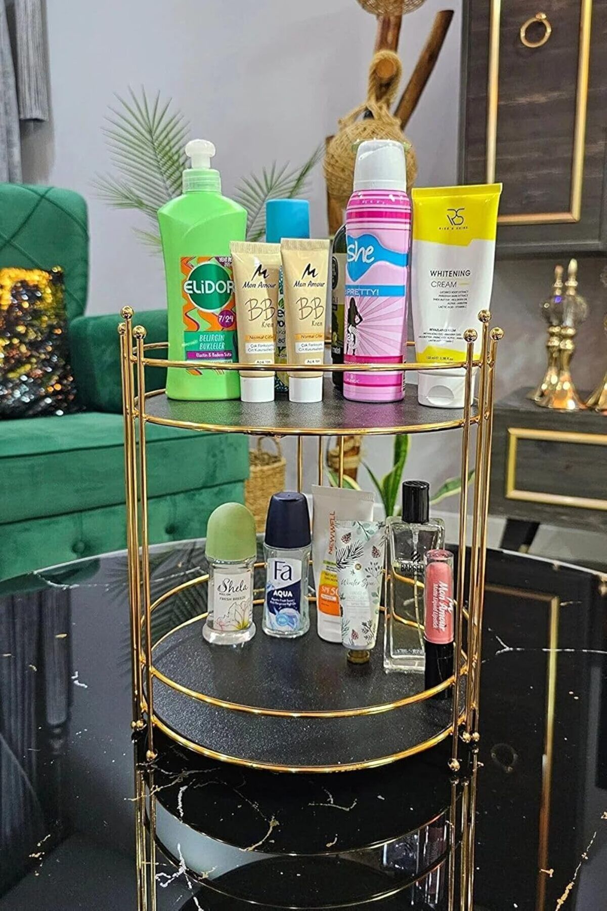 STOREMAX mrttnca Kozmetik Takı Düzenleyici Çok Amaçlı Makyaj Organizeri 2 Katlı Servis Sunum Tepsisi ik