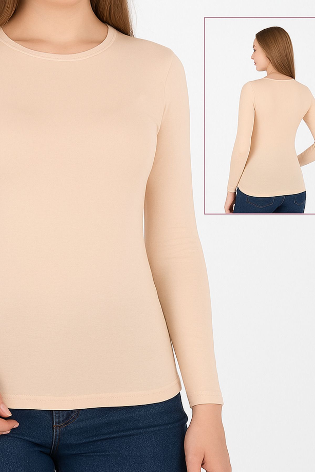 Altınay Kadın Uzun Kol Bisiklet Yaka Lüks Kumaş Body