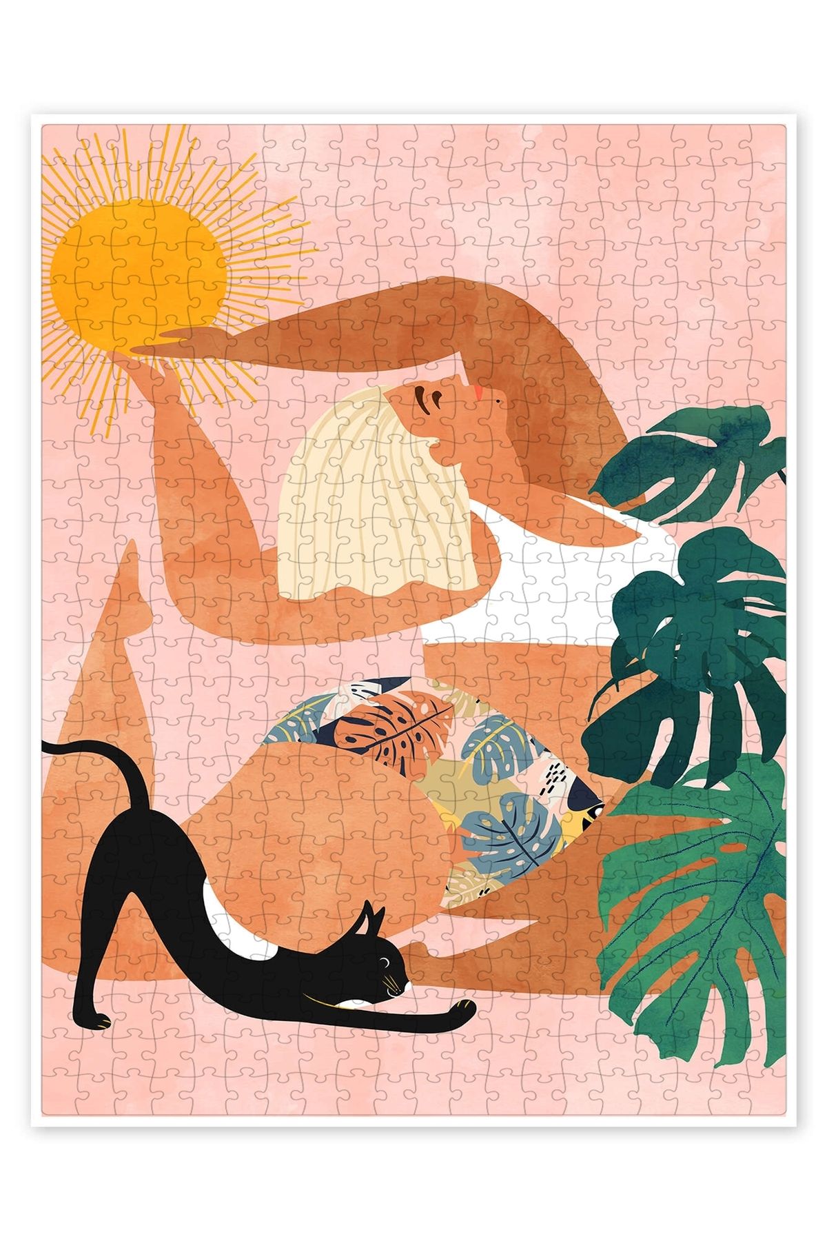 Jeronkarji Tropikal Yoga 500 Parça Puzzle Yapboz Kedi Köpek Temalı Doğa ve Orman Hayvanları