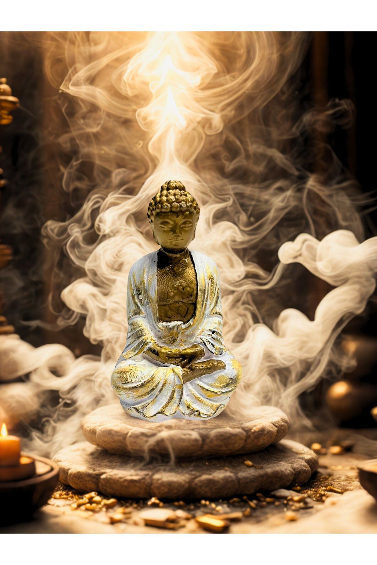 primulart Lüks Meditasyon Şans Bereket Buda Biblo Heykel Vitrin Masa Süsü