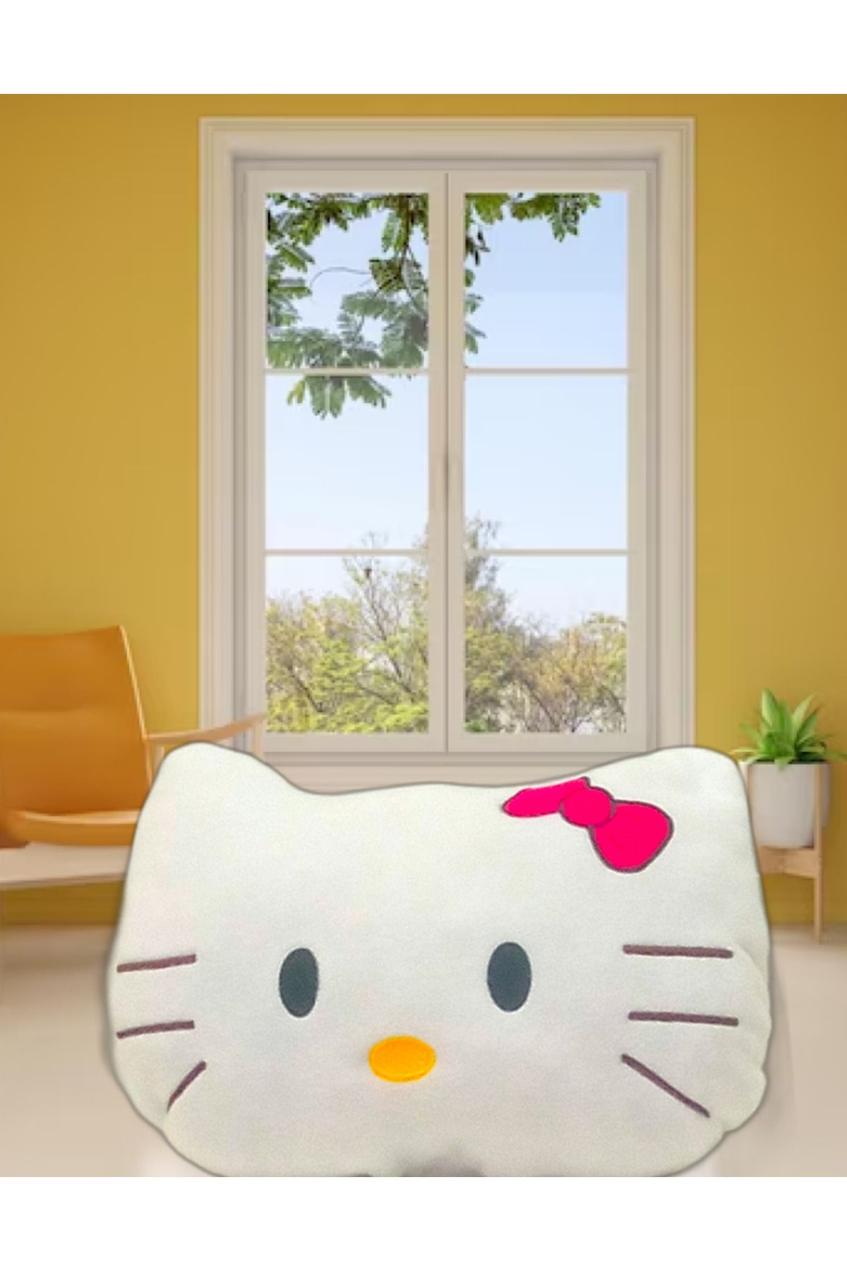 Pufline Hello Kitty Sevimli Peluş Yastık Uyku Arkadaşı Helo Kity 41x41 Cm (30x40)