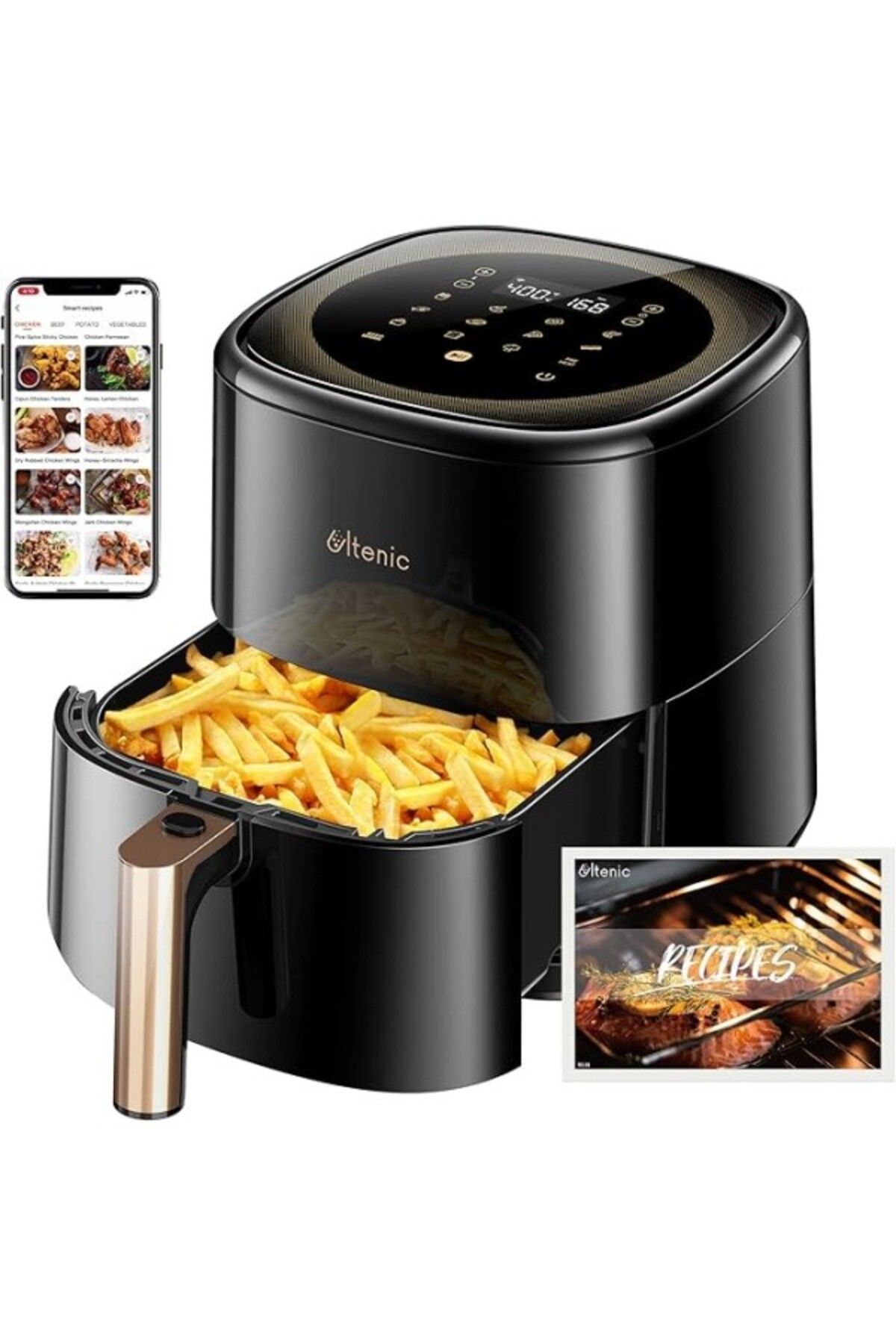 ShopZum Ultenic K10 Airfryer, Fritöz, 5 Litre Xl, 1500 W, Siyah