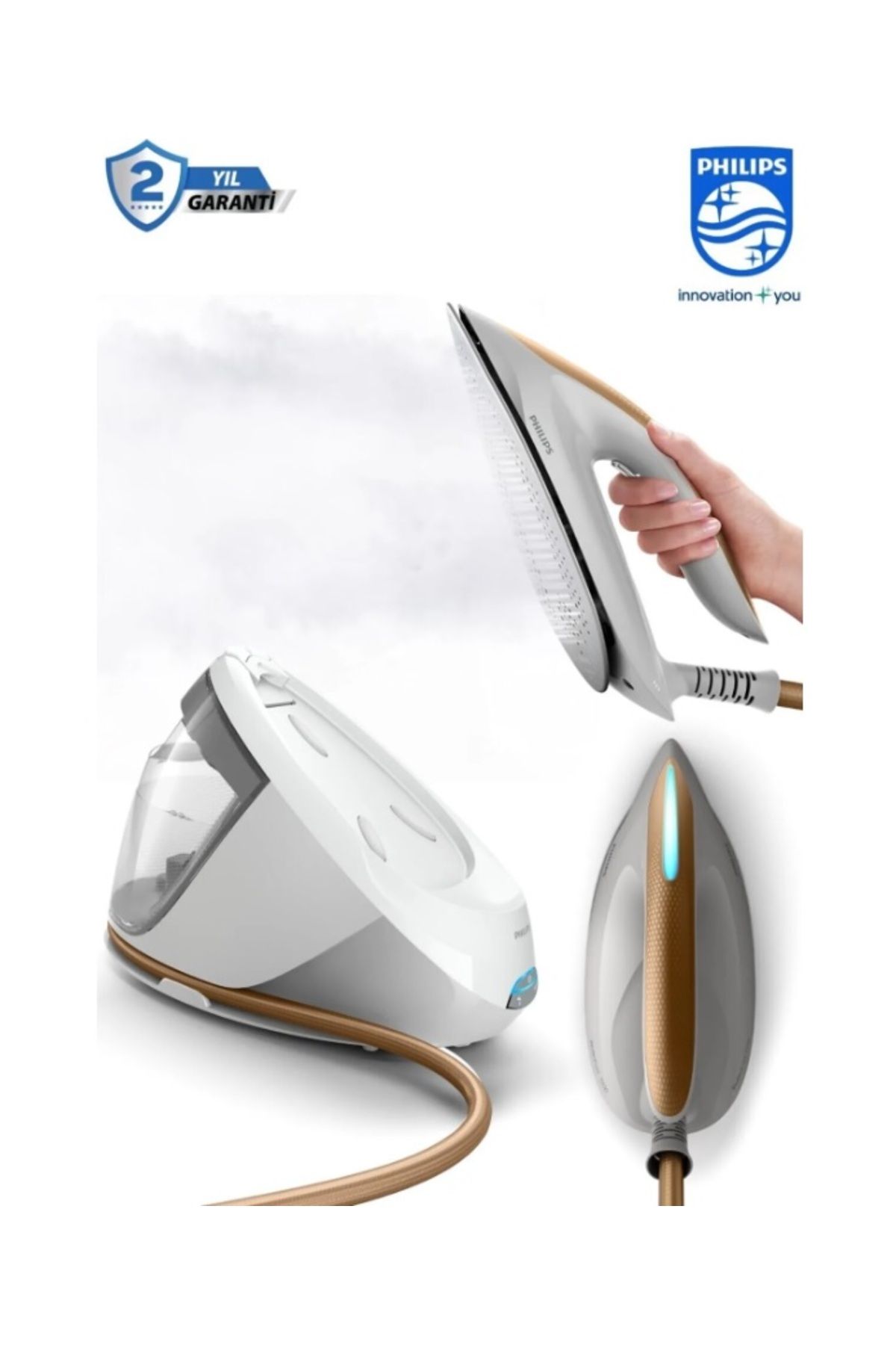 Philips 7000 Serisi Psg7040 Buhar Kazanlı Ütü OptimalTEMP Teknolojisi ile Yanık Riski Olmadan Ütüleme