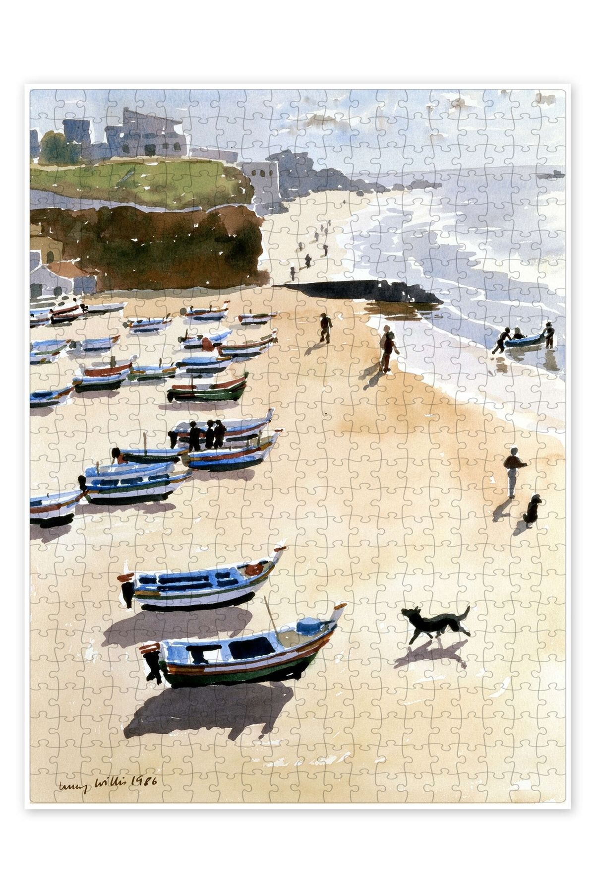 Jeronkarji Sahildeki Tekneler 500 Parça Puzzle Yapboz Kedi Köpek Temalı Doğa ve Orman Hayvanları
