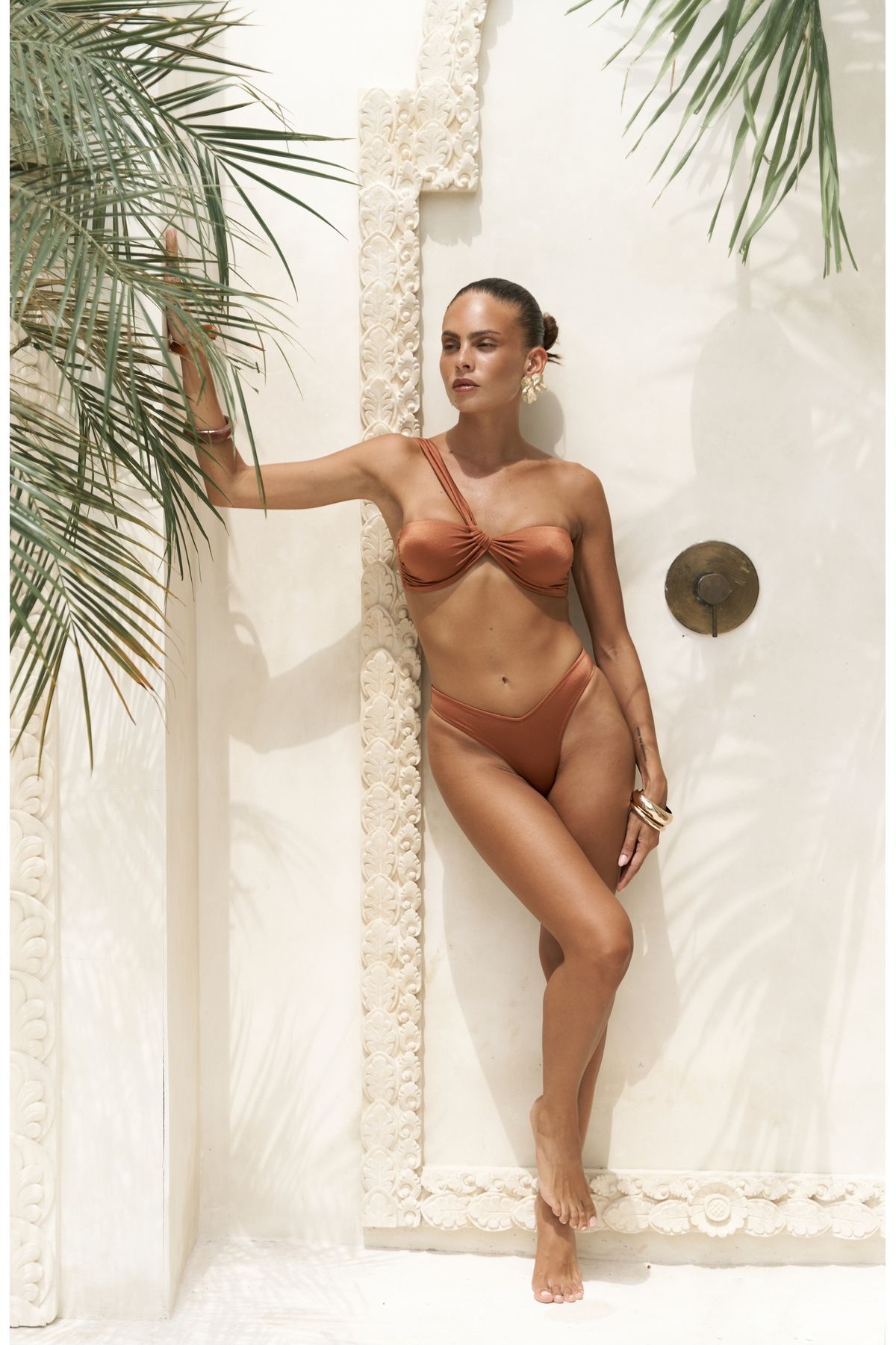 BOHEMAİ Balisya Tek Omuz Asimetrik Kiremit Bikini Üstü