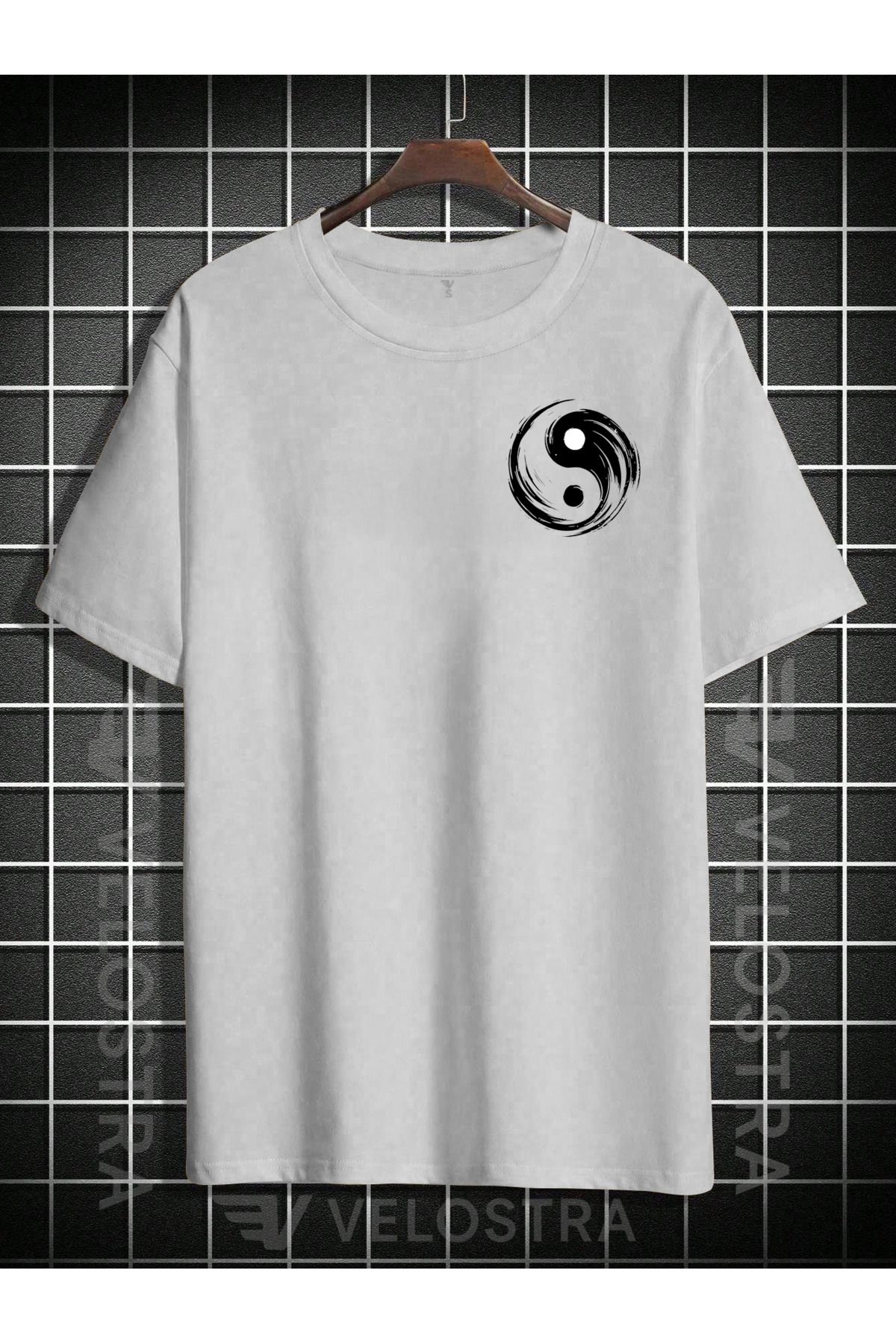 Velostra Unisex YinYang Çizimi Baskılı Oversize T-shirt