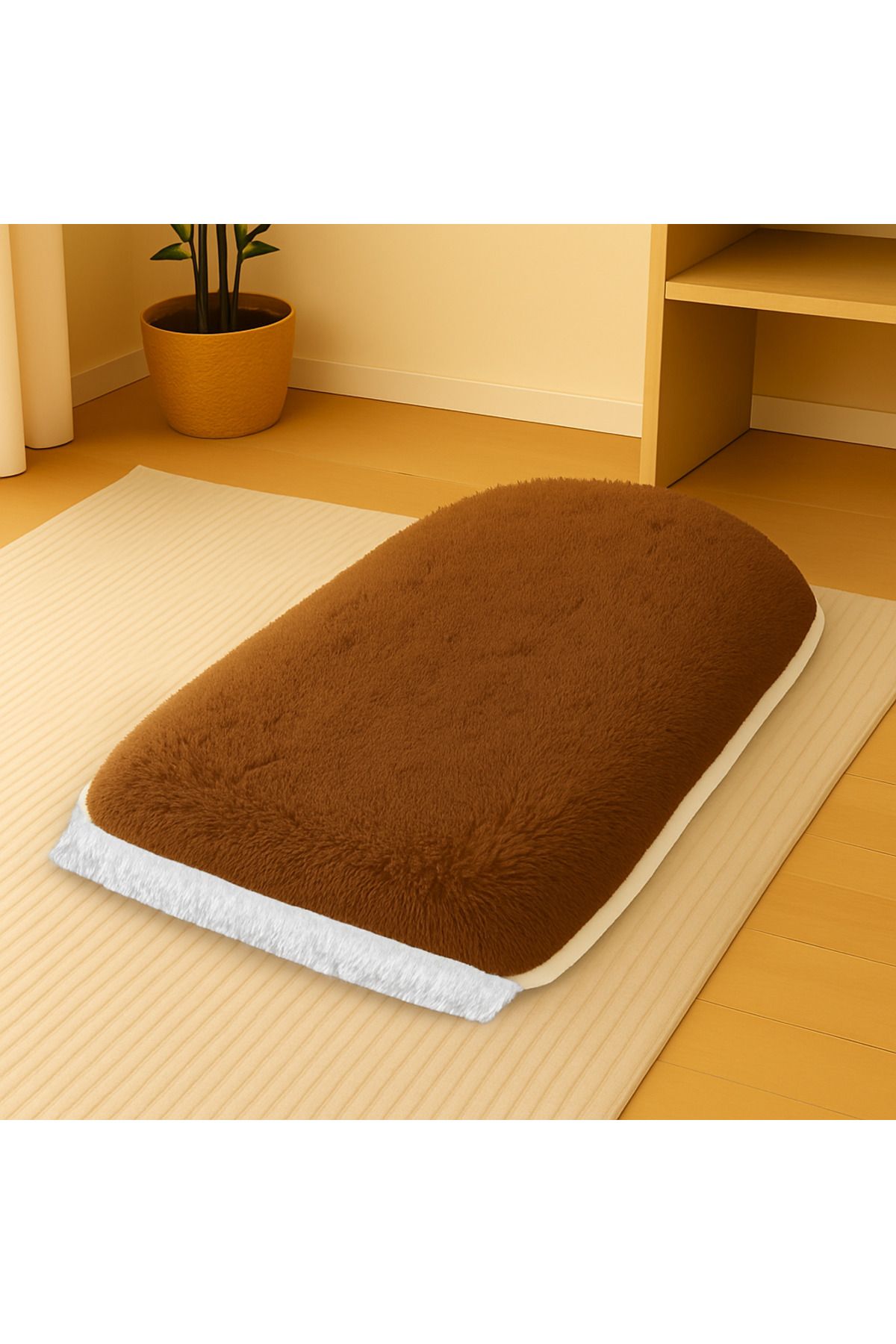 Carpetella 3 CM Süngerli Welsoft Peluş Seccade Ortopedik Kaymaz Deri Tabanlı Namazlık