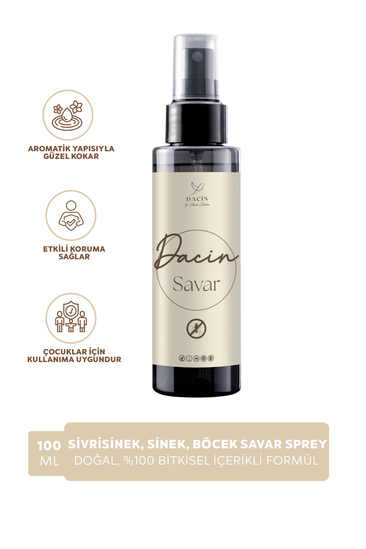 Dacin by Büşra Bakan Doğal Sivrisinek, Sinek ve Böcek Savar Sprey %100 Bitkisel İçerikli 100 ml