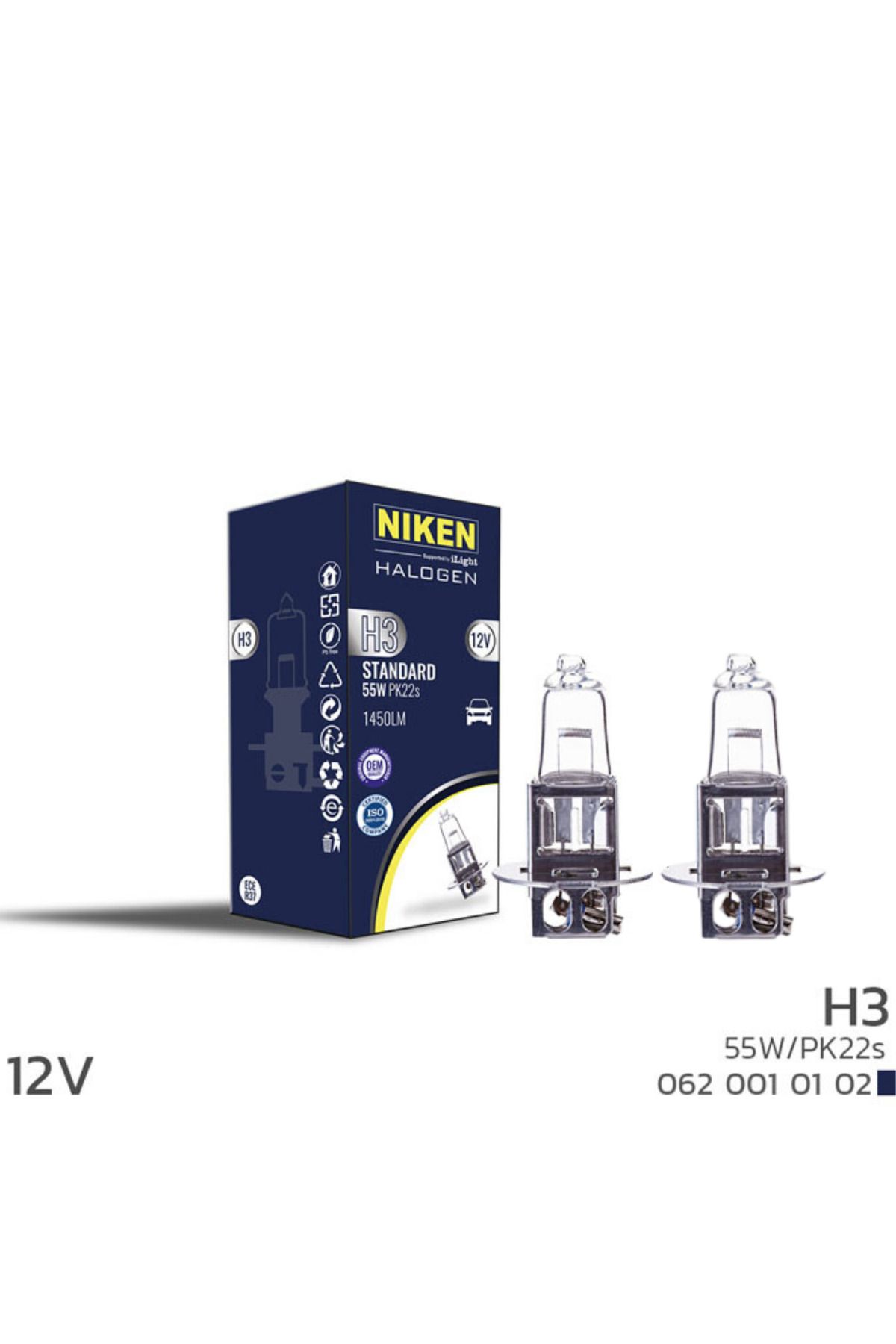 Sosyal Çarşı H3 12V 55W HALOJEN FAR AMPULÜ 2 ADET 1450 LÜMEN GÖZ ALMAYAN GÜÇLÜ SARI IŞIK UZUN KISA FAR AYDINLATMA