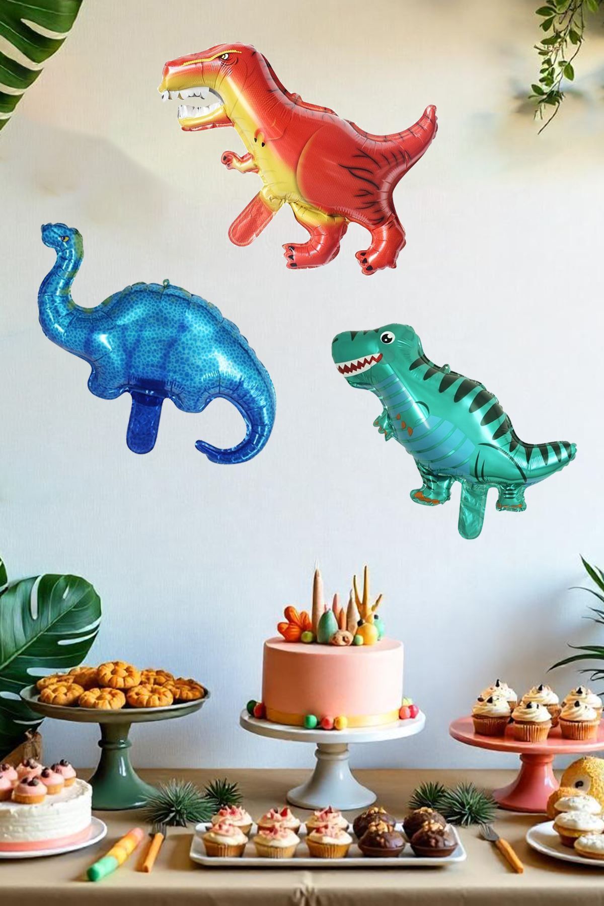 Atölye Mi 3lü Dinazor Folyo Balon Dinozorlar Folyo Balon Seti