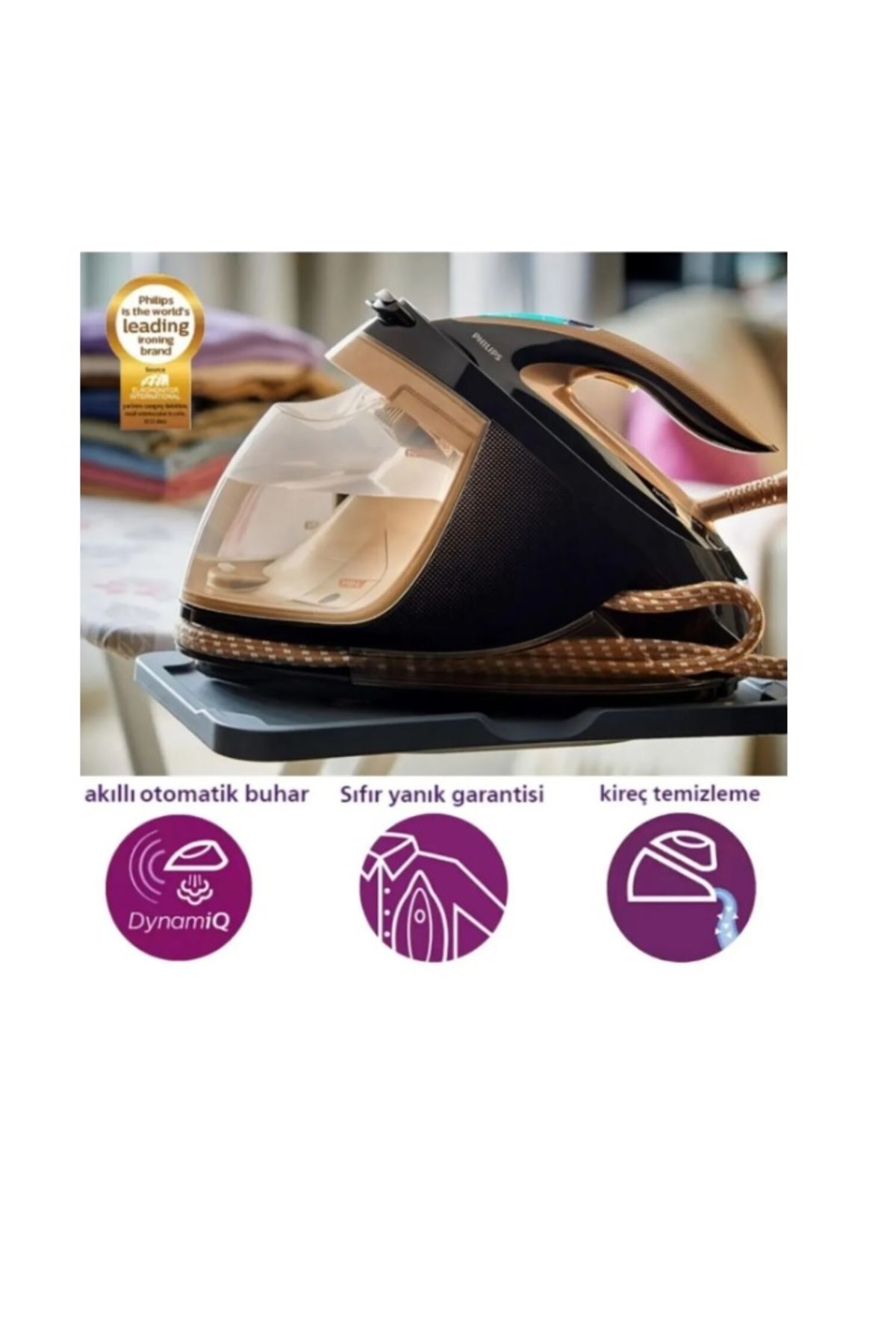 Philips Akıllı otomatik buharPerfectCare Elite Plus Buhar Kazanlı Ütü 8 Bar, 600g Şok Buhar, 1.8L Su Haznesi