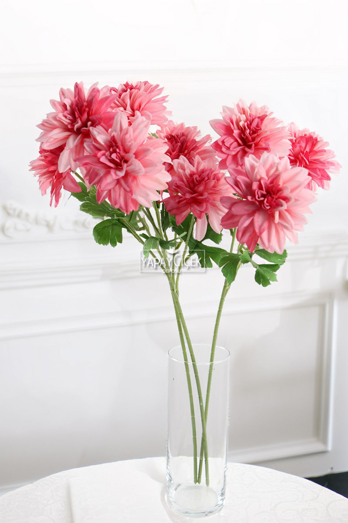 Yapay Çiçek Deposu Yapay 3lü Gardenya Dalı 70 cm Koyu Pembe