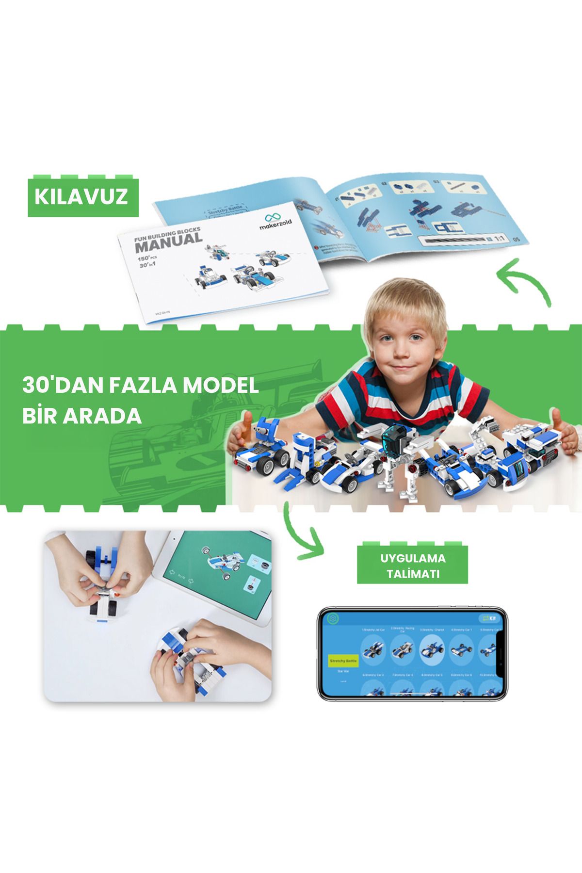 Makerzoid Fun Building Blocks 150 Parça 30+ Model