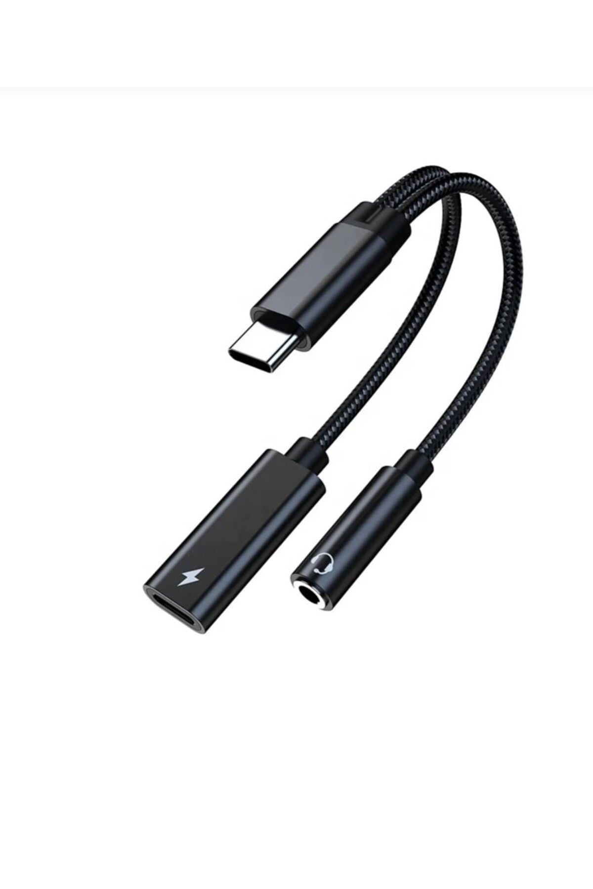 Başkenttekno Samsung Mi Uyumlu Type-c Kulaklık Çevirici Şarj Dönüştürücü Örgü Kablo Bluetooth Gerektirmez