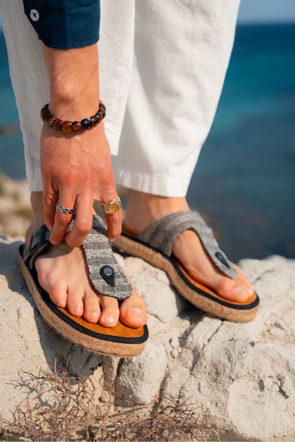 by selvi Lukka Shoes Erkek Parmak arası hasır terlik