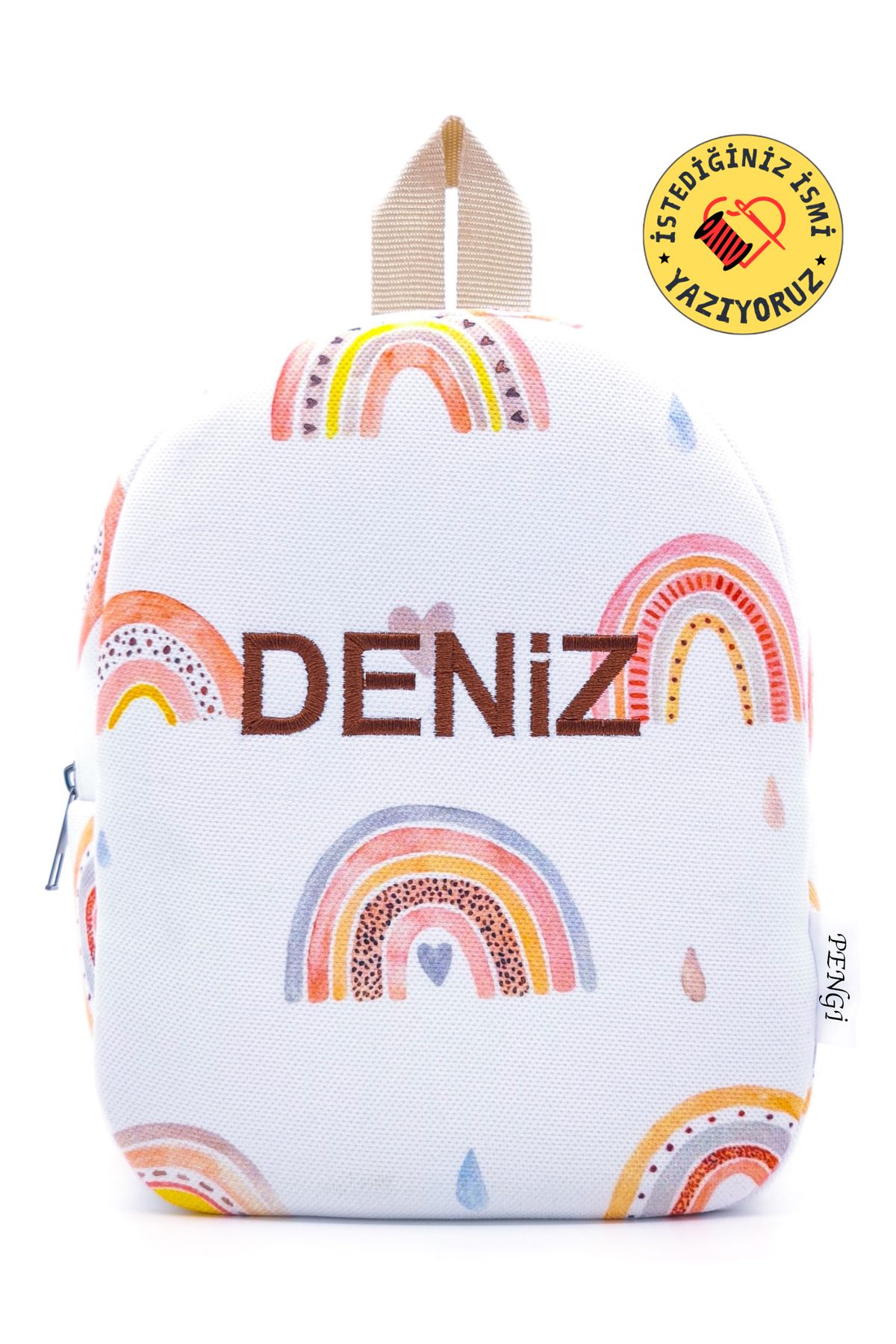 PENGİ [ İSTEDİĞİNİZ İSMİ NAKIŞLA YAZIYORUZ ] Pastel Bohem 0-8 Yaş Çocuk Sırt Çantası, kreş Çantası