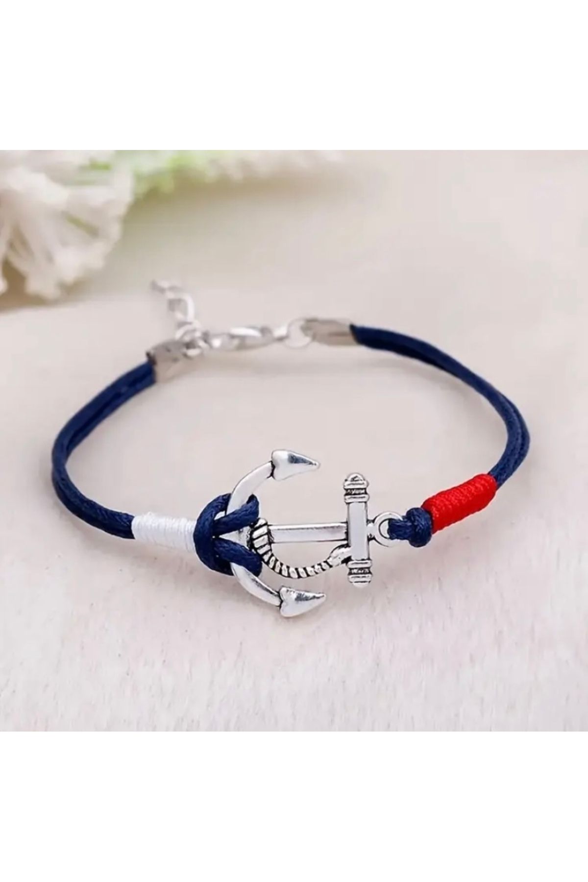 Accessories Vanilla Avenue Lacivert Kırmızı Denizci Çapa Halat Bohem Tarzı Günlük Kullanım Bileklik