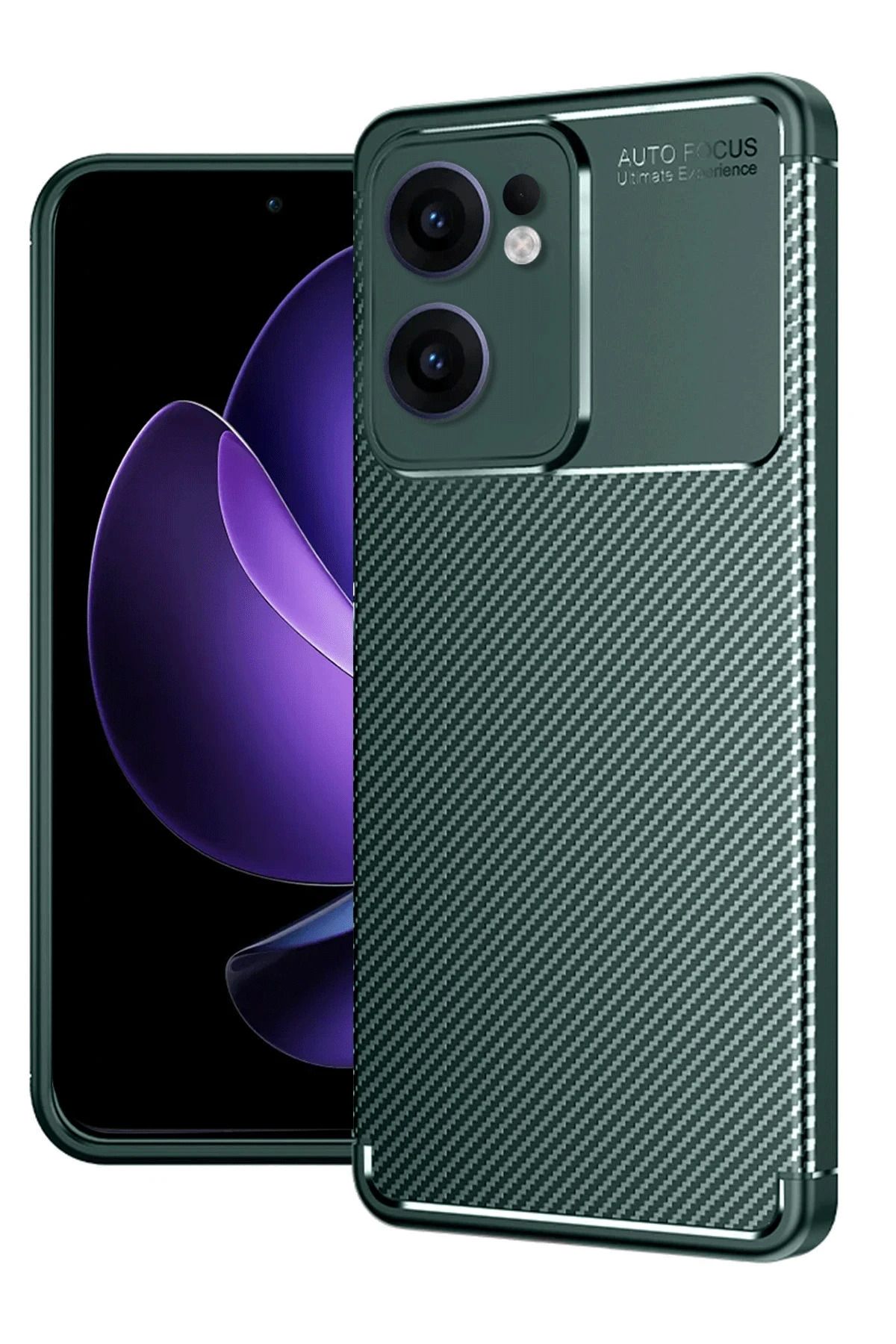 nerede bulurum Oppo Reno 13F Kılıf Auto Focus Karbon Kapak - Koyu Yeşil