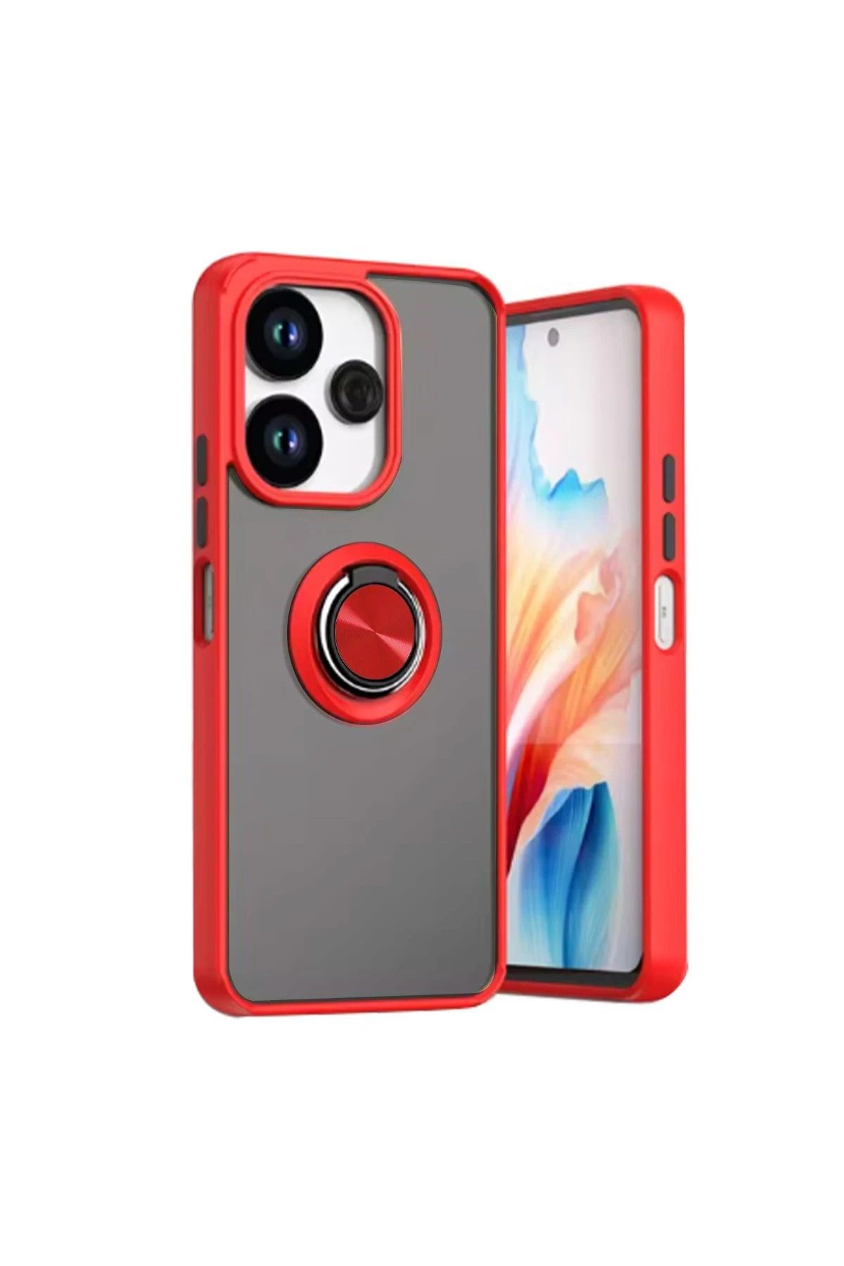 CepteToptan Xiaomi Redmi 13 4G Kılıf Montreal Yüzüklü Silikon Kapak - Kırmızı