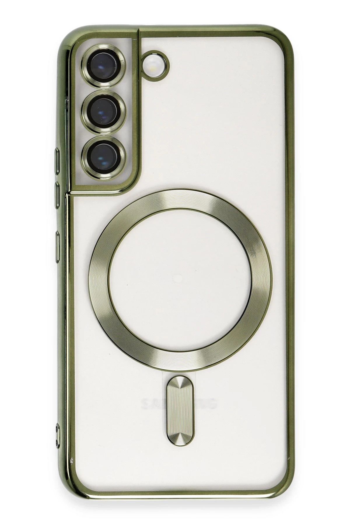 CepteToptan Samsung Galaxy S22 Kılıf Kross Magneticsafe Kapak - Koyu Yeşil