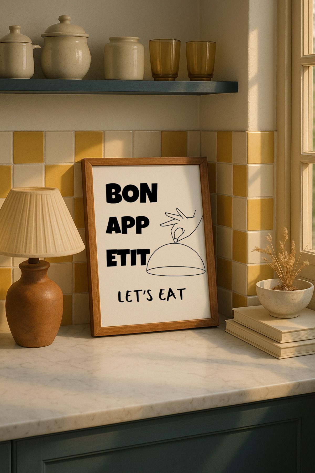 DES VU PRINT Bon Appetit Let's Eat, Mutfak Temalı Çerçevesiz Poster
