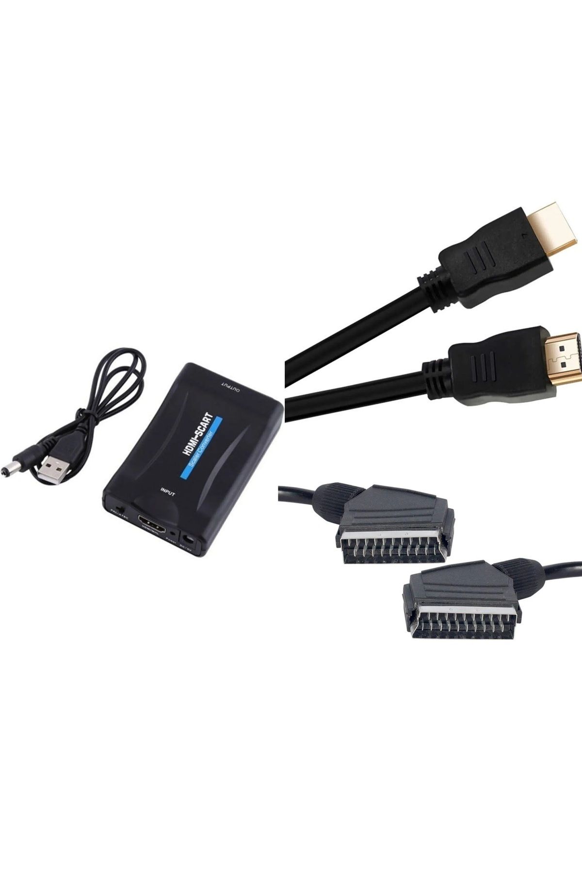 Temiz Pazar HDMI to SCART AV Dönüştürücü Adaptör + SCART ve HDMI Kablo | TV Video Ses Çevirici