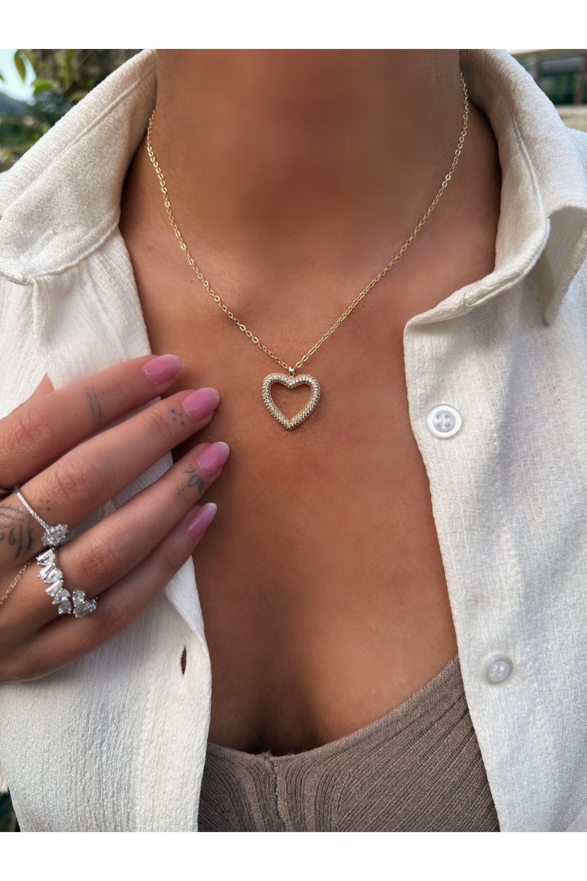 HeyYou Jewelry Minimal kalp kolye
