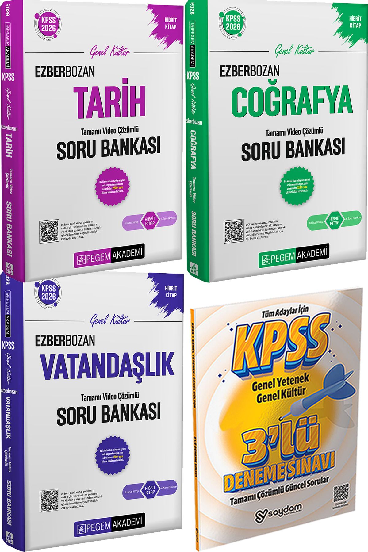Pegem Akademi Yayıncılık Ezberbozan Tarih Coğrafya Vatandaşlık Soru + 3 Deneme