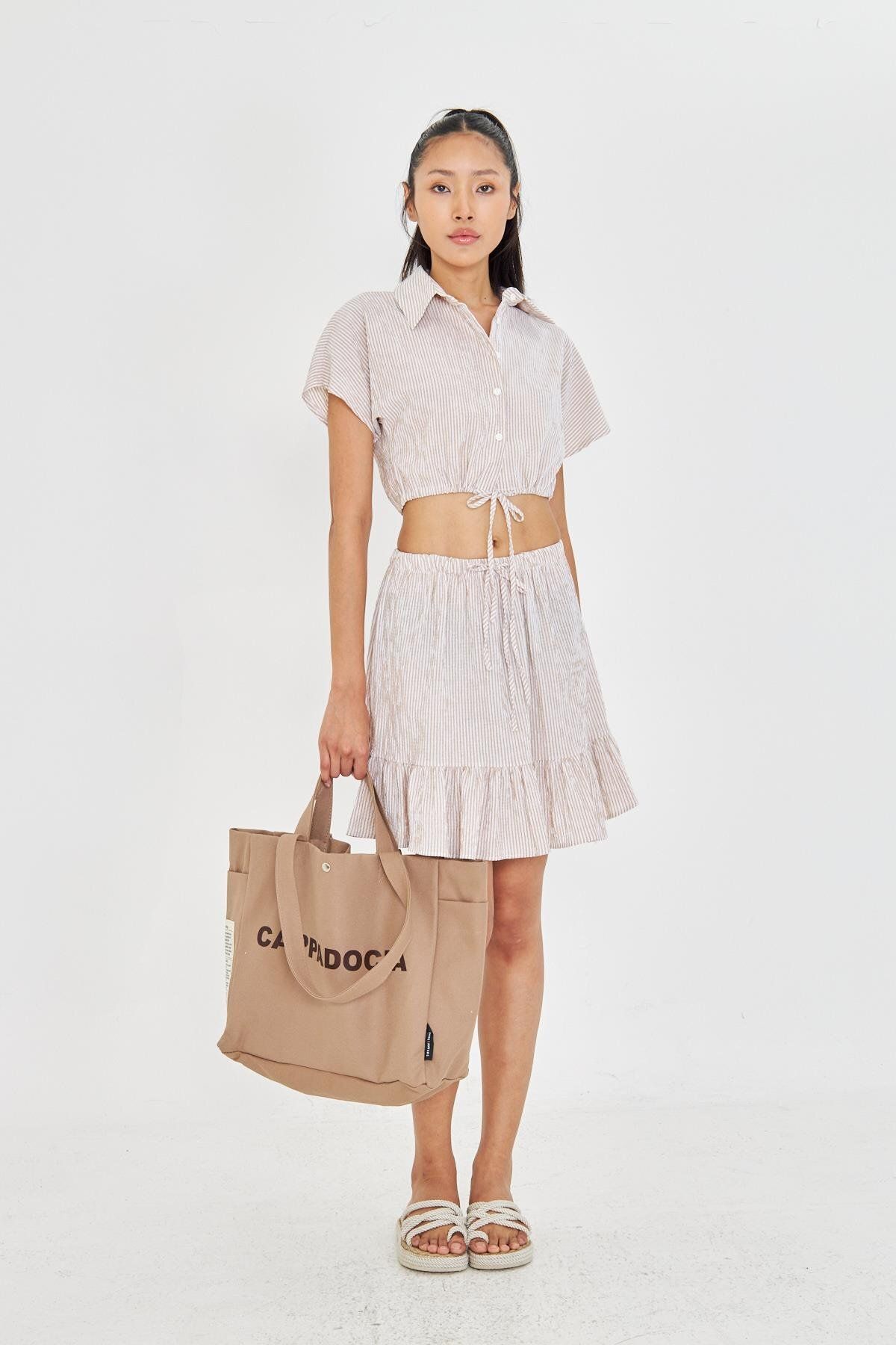 TIFFANY&TOMATO Beli Lastikli Gofre Etek