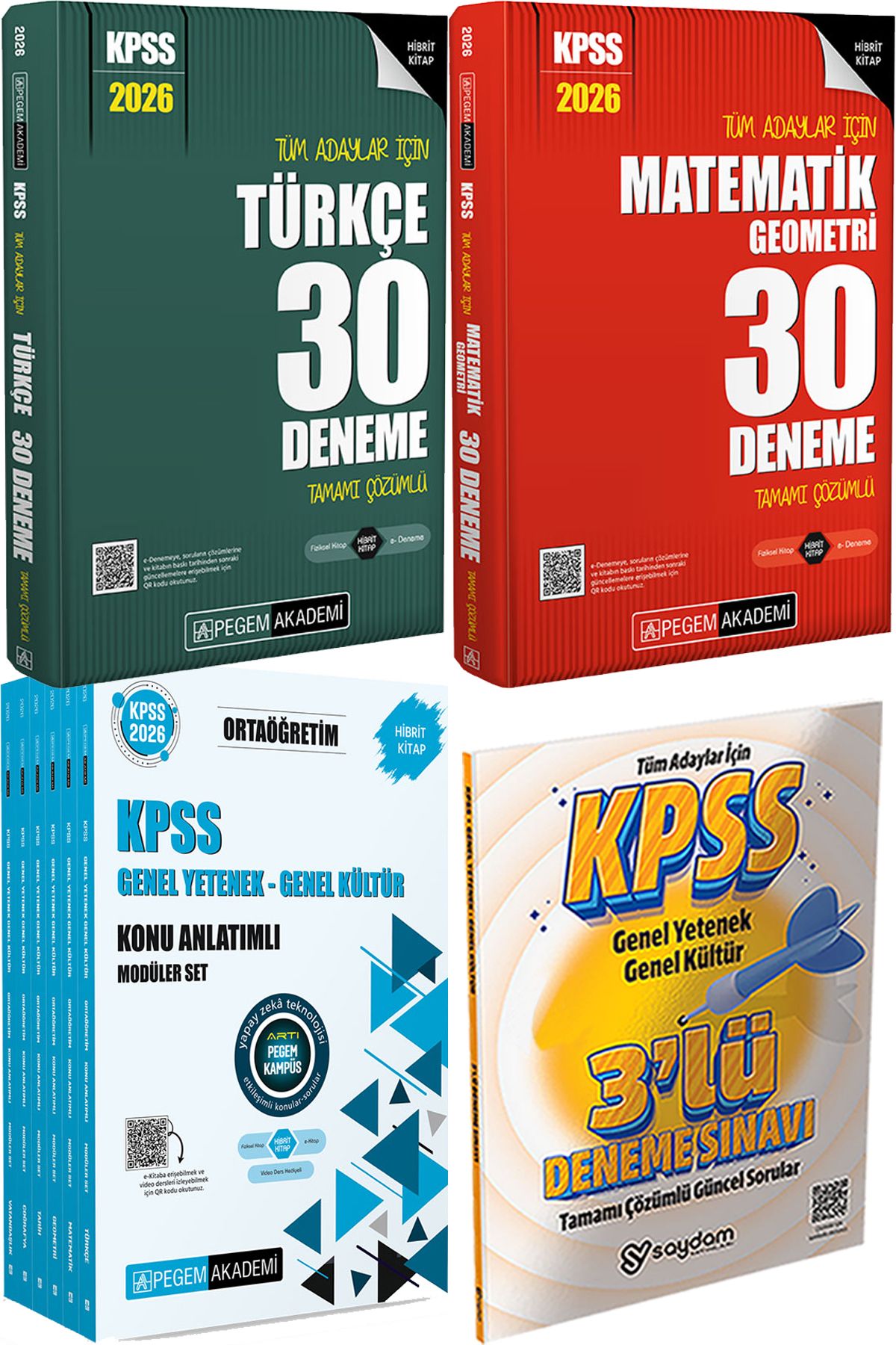 Pegem Akademi Yayıncılık 2026 KPSS Türkçe Matematik 30 Deneme - 2026 KPSS Ortaöğretim Konu Modüler Set + 3 Deneme